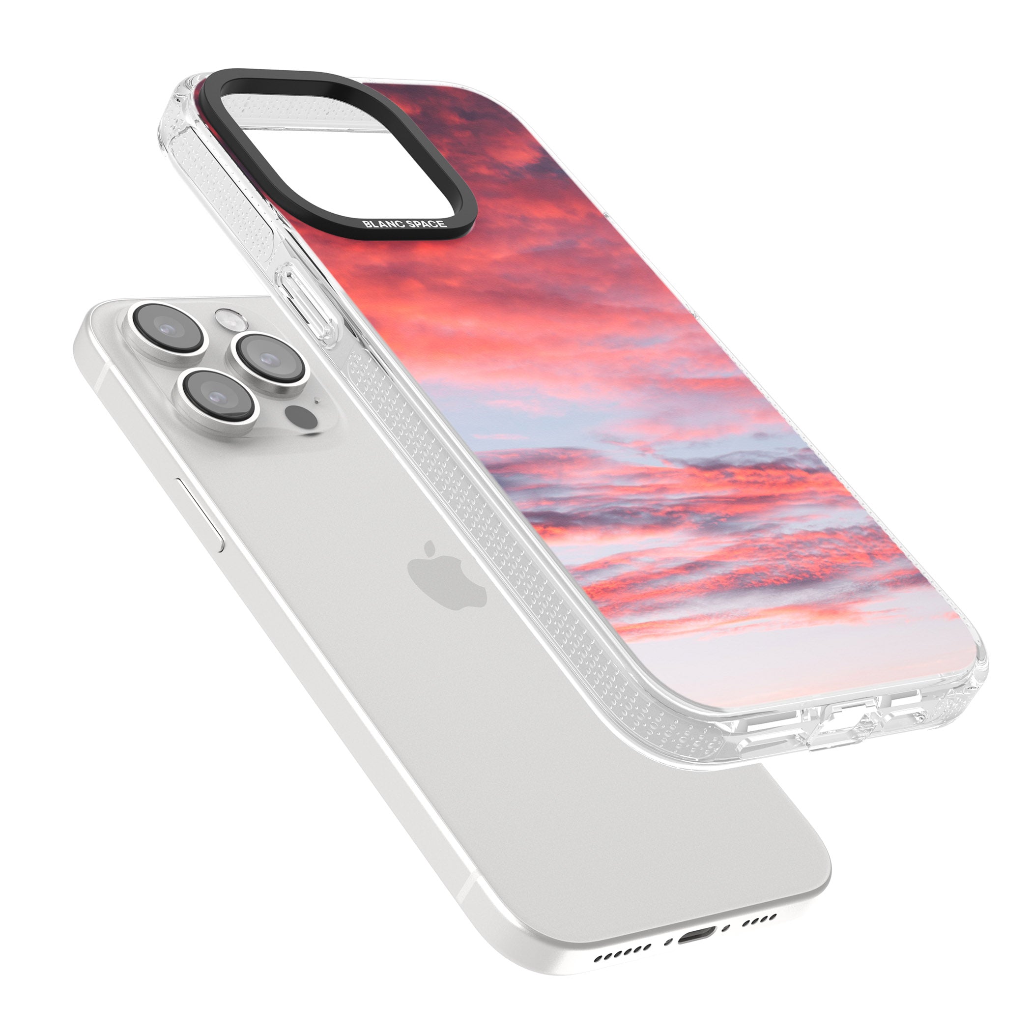 Pink Cloudy Sunset Photograph iPhone 15 Pro Max / 15 Pro / 14 Pro Max / 14 Pro / 13 Pro Clear Case Impact Air - Blanc Space