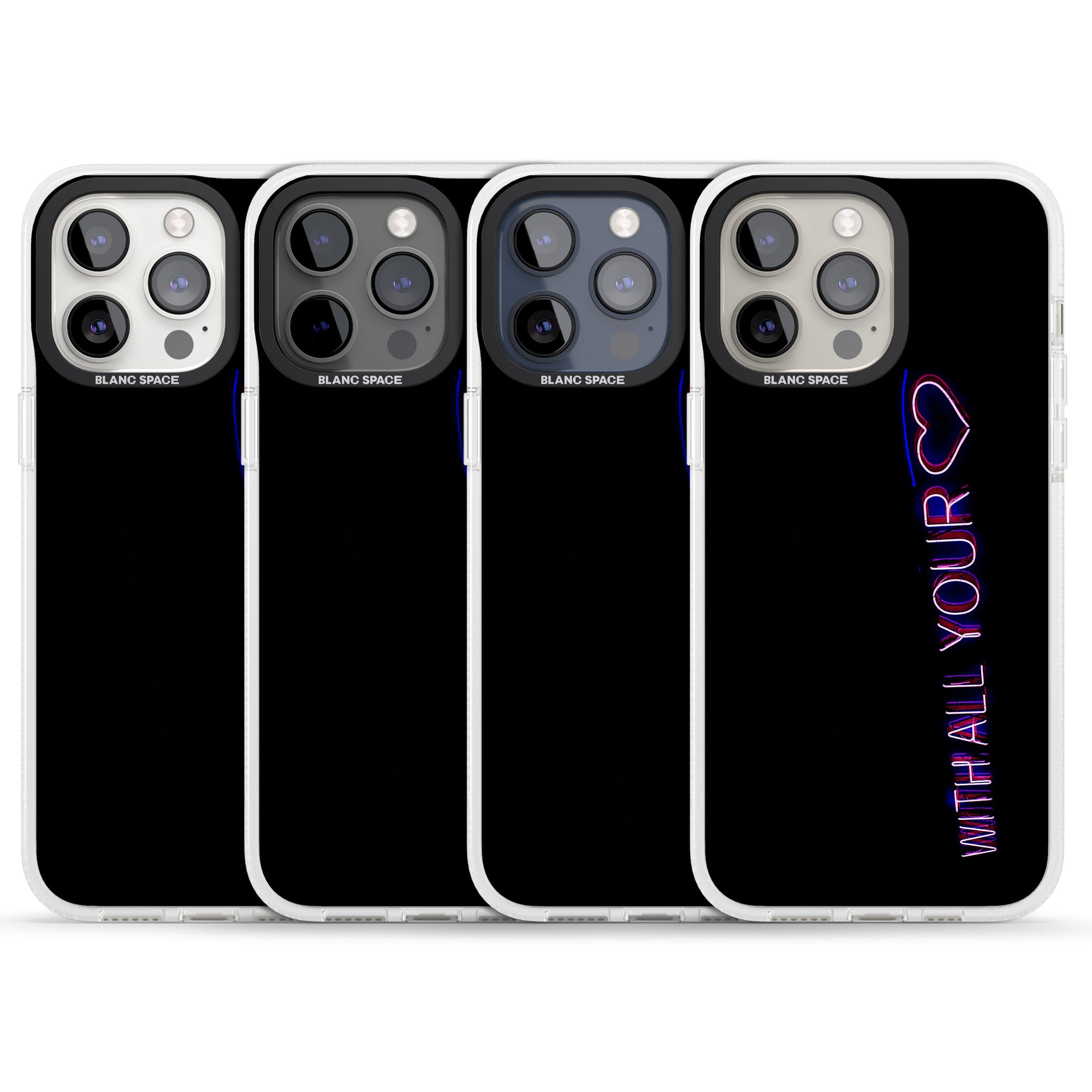 With All Your Heart Neon Sign iPhone 15 Pro Max / 15 Pro / 14 Pro Max / 14 Pro / 13 Pro Clear Case Impact Air - Blanc Space