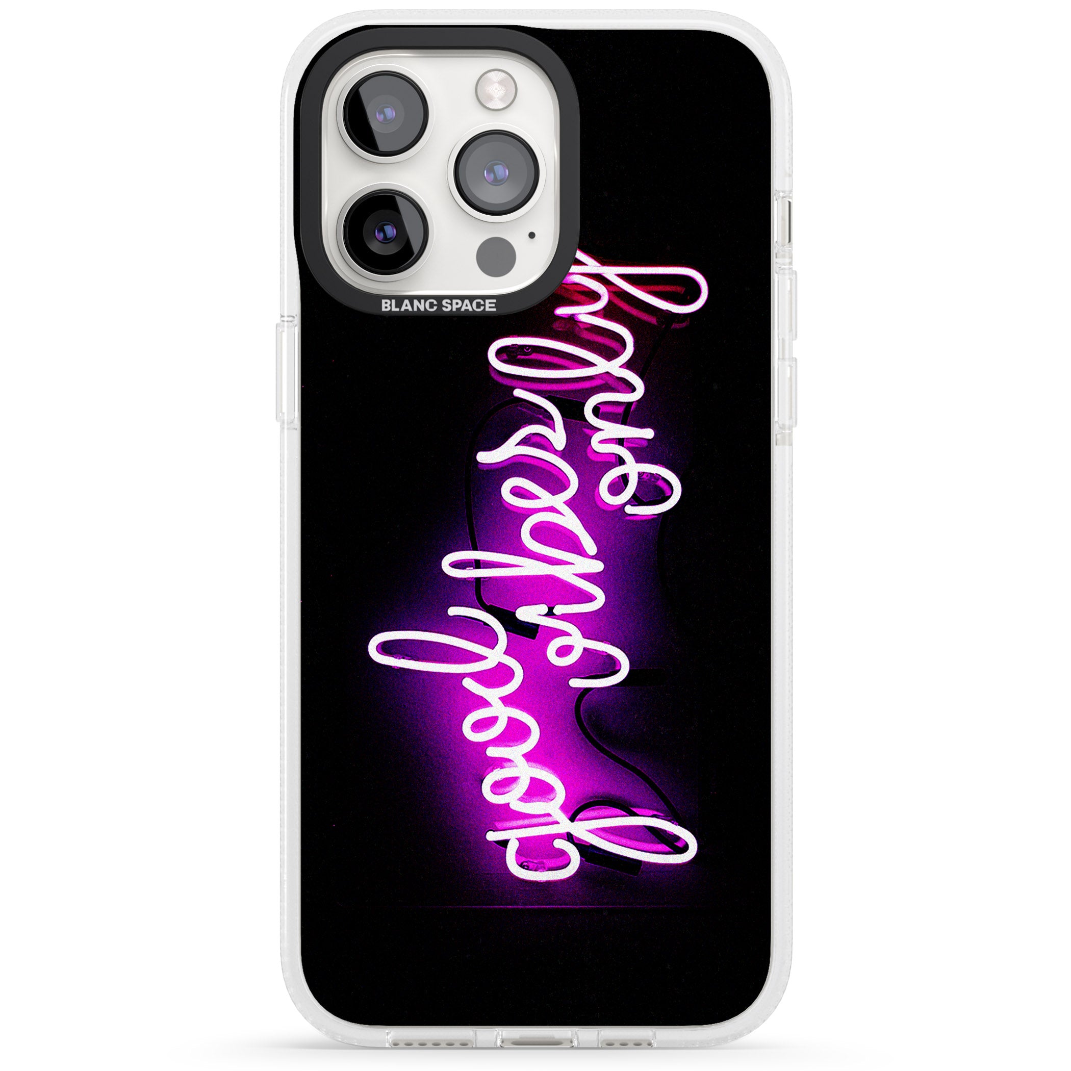 Good Vibes Only Pink Neon iPhone 15 Pro Max / 15 Pro / 14 Pro Max / 14 Pro / 13 Pro Clear Case Impact Air - Blanc Space