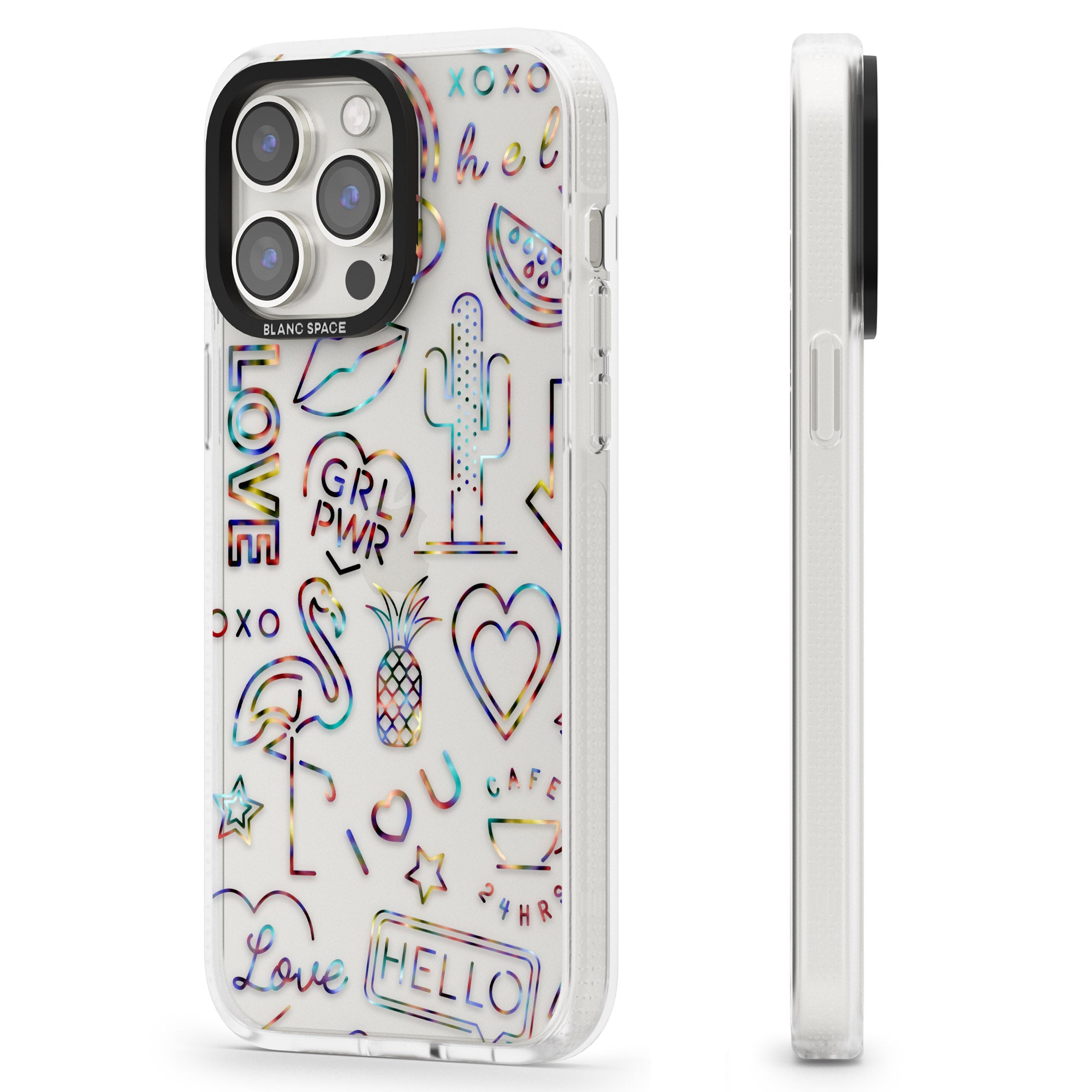 Funky nebula Neon Sign iPhone 15 Pro Max / 15 Pro / 14 Pro Max / 14 Pro / 13 Pro Clear Case Impact Air - Blanc Space