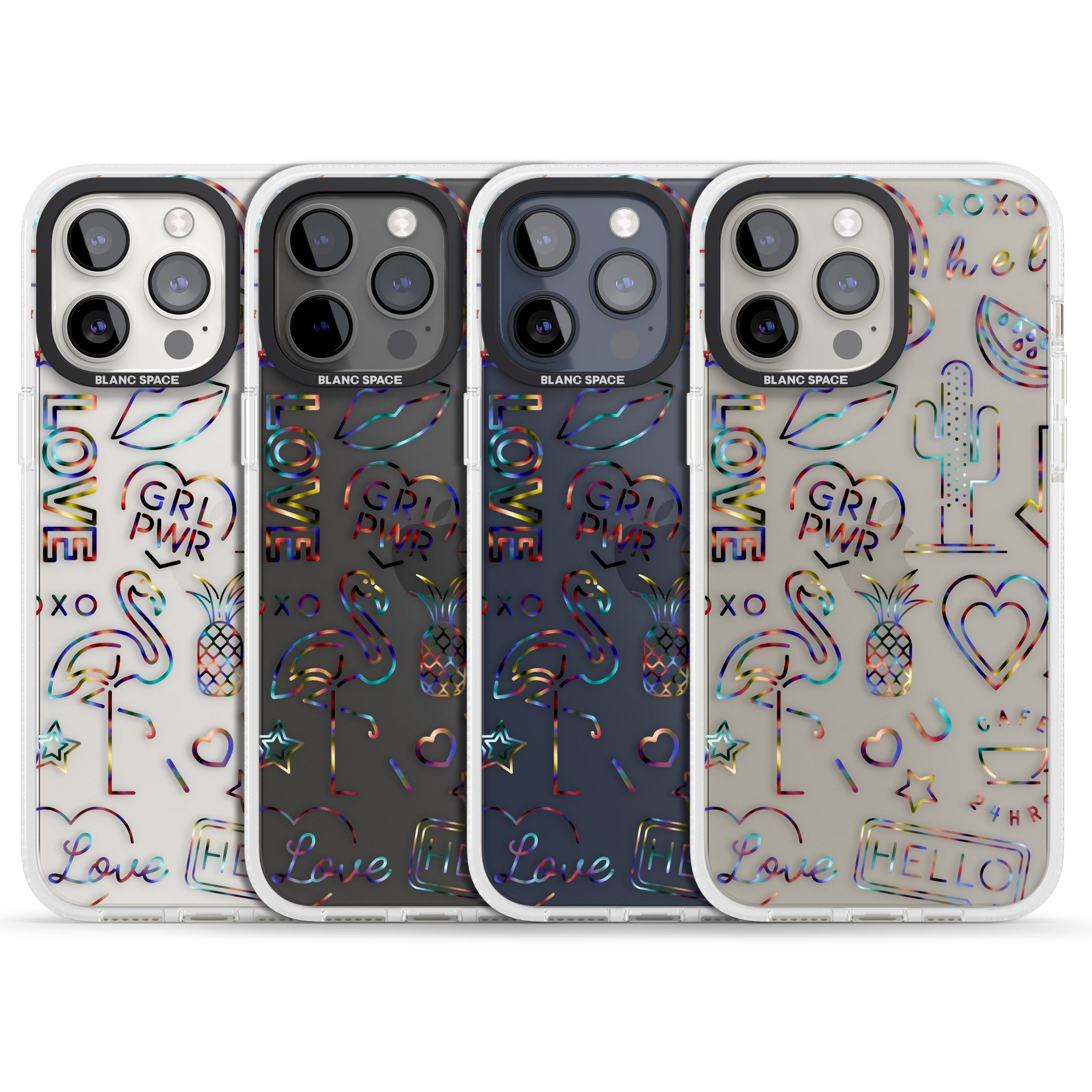 Funky nebula Neon Sign iPhone 15 Pro Max / 15 Pro / 14 Pro Max / 14 Pro / 13 Pro Clear Case Impact Air - Blanc Space