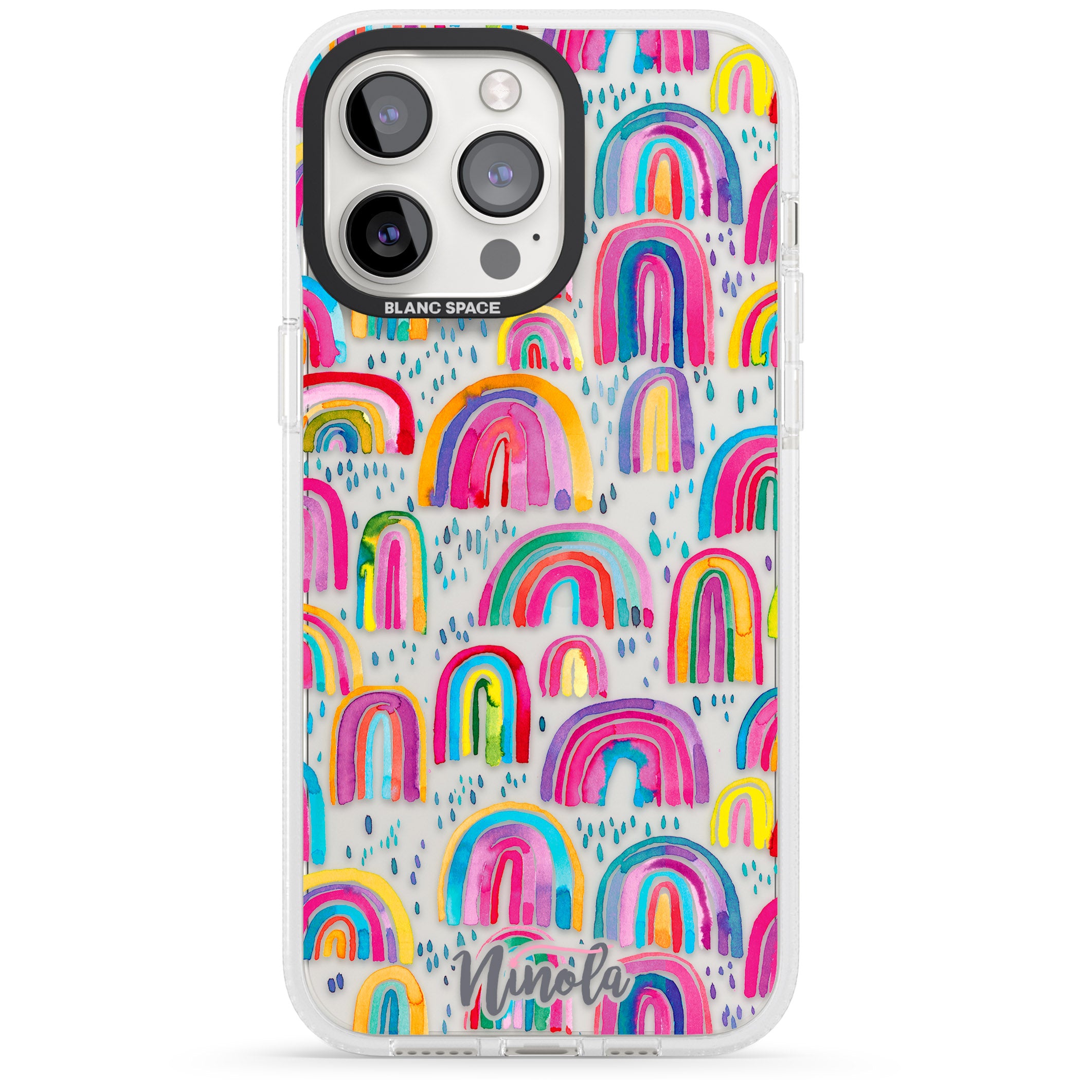 Cute Watercolor Rainbows iPhone 15 Pro Max / 15 Pro / 14 Pro Max / 14 Pro / 13 Pro Clear Case Impact Air - Blanc Space