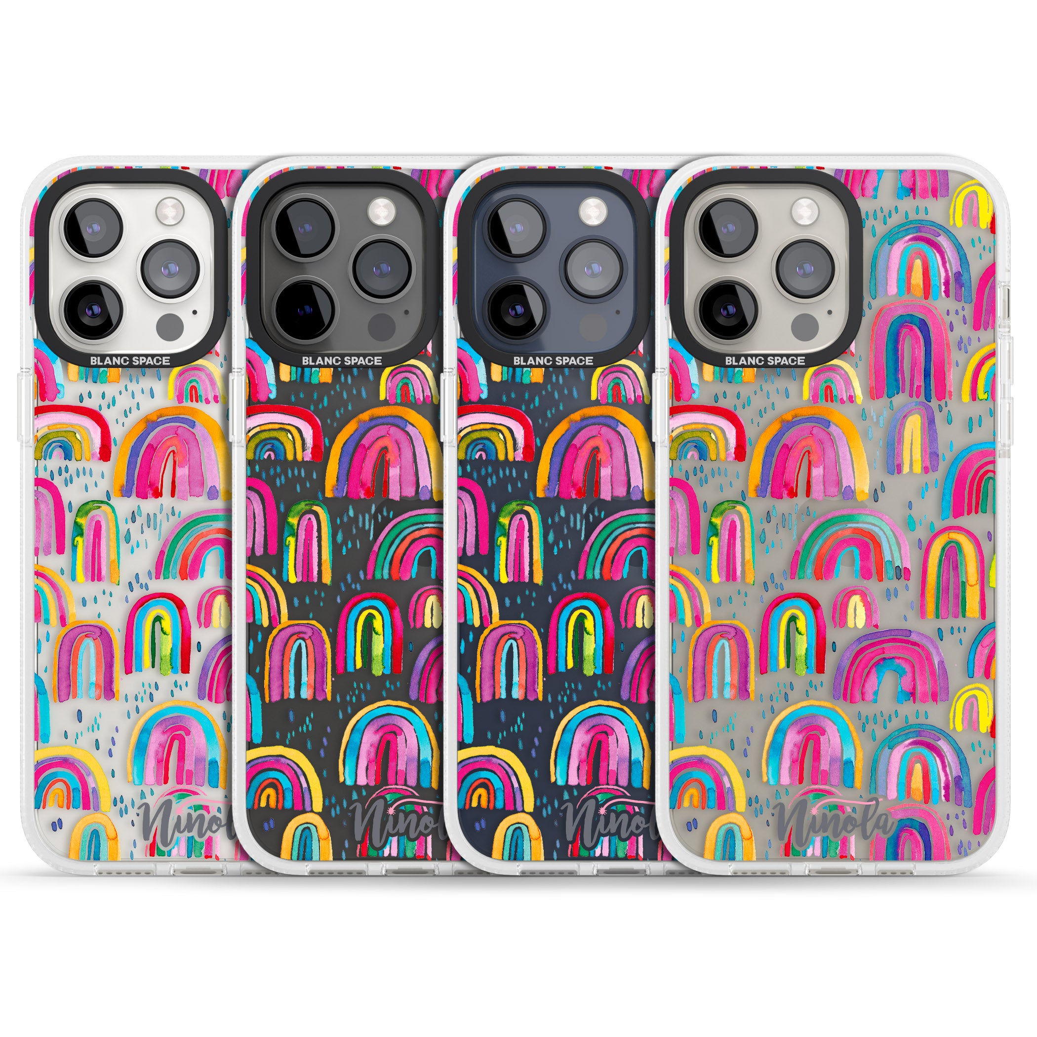 Cute Watercolor Rainbows iPhone 15 Pro Max / 15 Pro / 14 Pro Max / 14 Pro / 13 Pro Clear Case Impact Air - Blanc Space