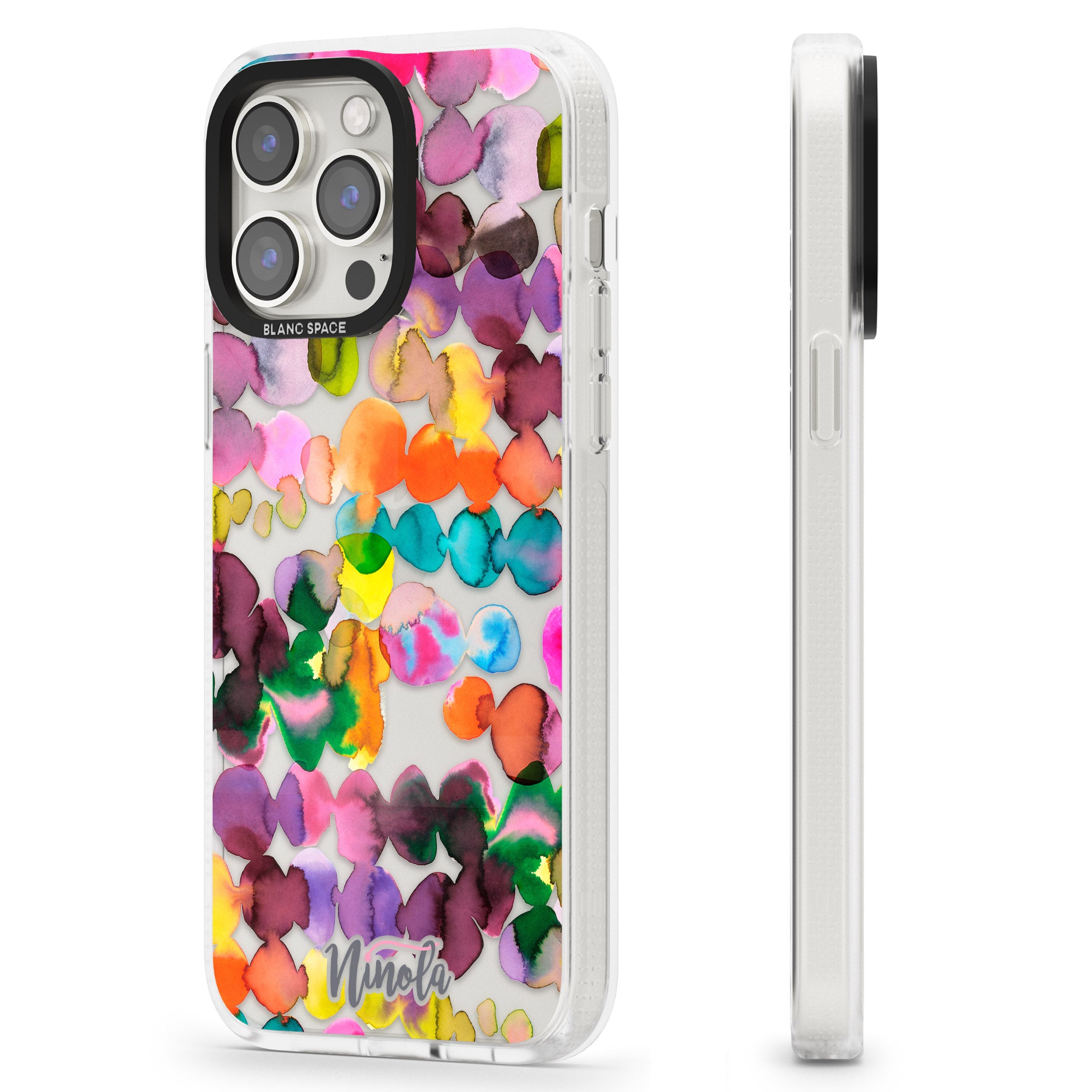 Ink Bleeding Dots iPhone 15 Pro Max / 15 Pro / 14 Pro Max / 14 Pro / 13 Pro Clear Case Impact Air - Blanc Space