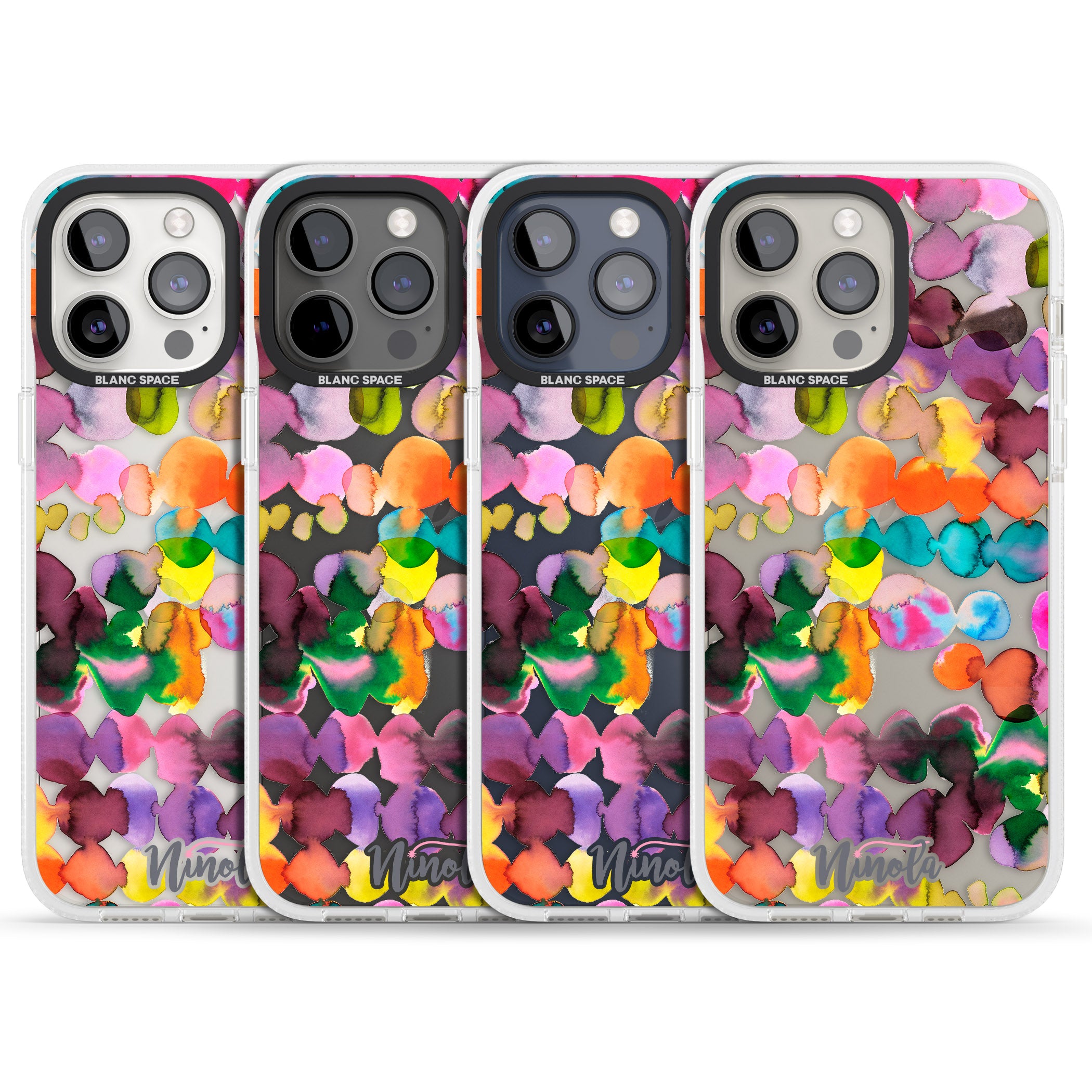 Ink Bleeding Dots iPhone 15 Pro Max / 15 Pro / 14 Pro Max / 14 Pro / 13 Pro Clear Case Impact Air - Blanc Space
