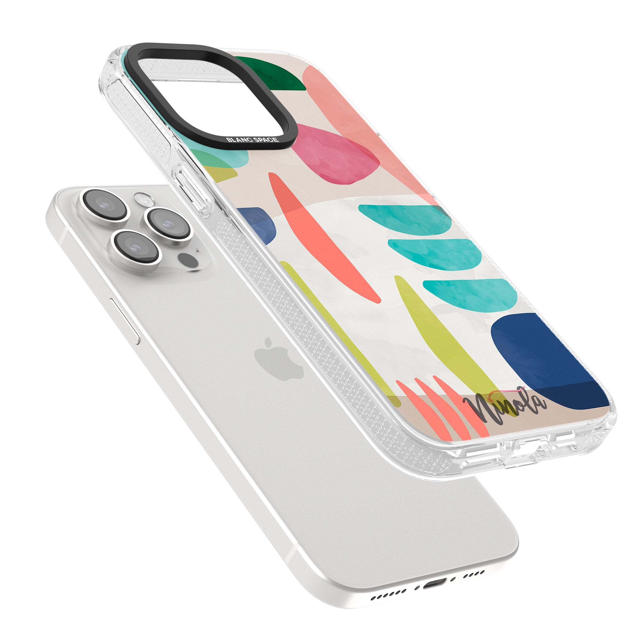 Organic Bold Shapes iPhone 15 Pro Max / 15 Pro / 14 Pro Max / 14 Pro / 13 Pro Clear Case Impact Air - Blanc Space