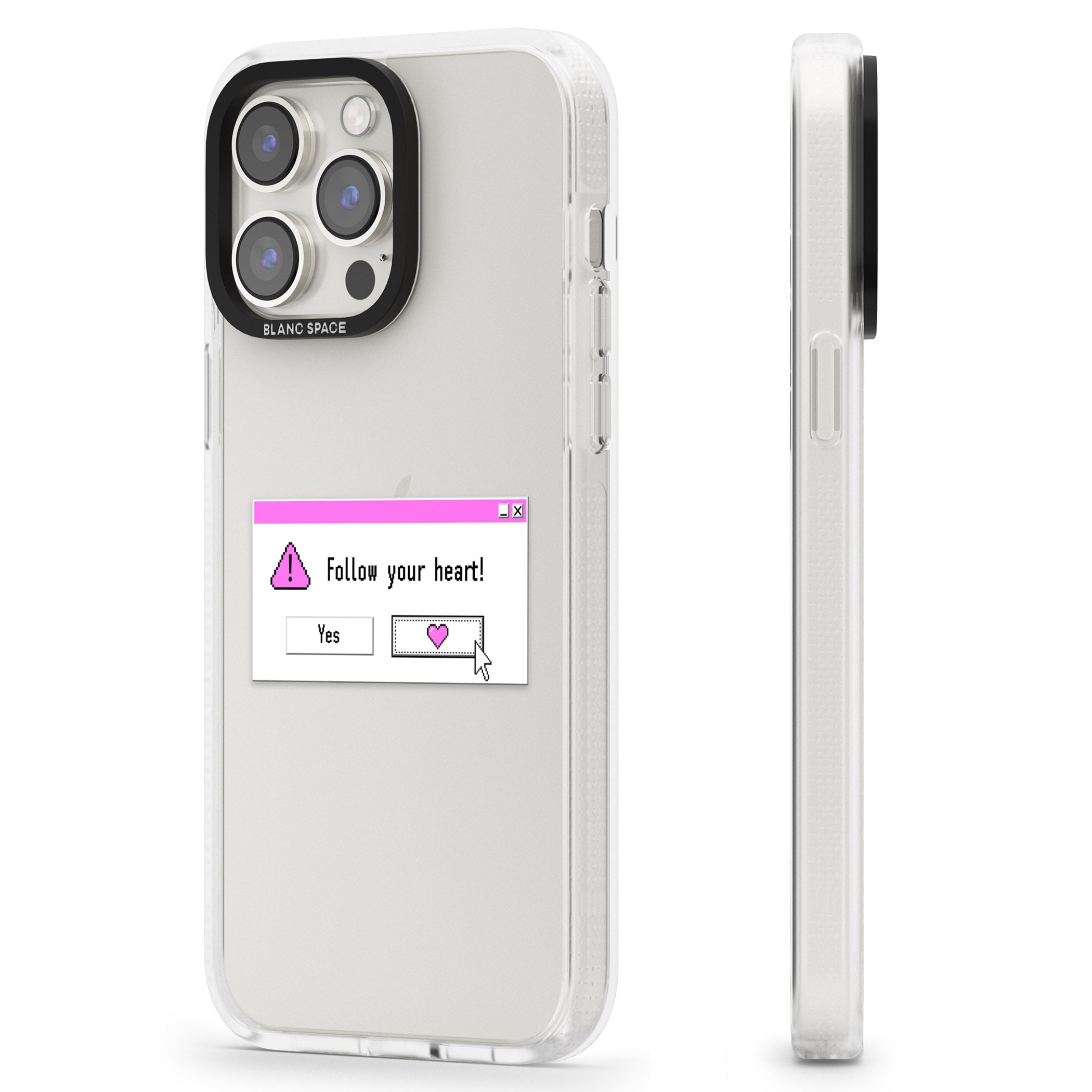 Follow your heart.exe iPhone 15 Pro Max / 15 Pro / 14 Pro Max / 14 Pro / 13 Pro Clear Case Impact Air - Blanc Space