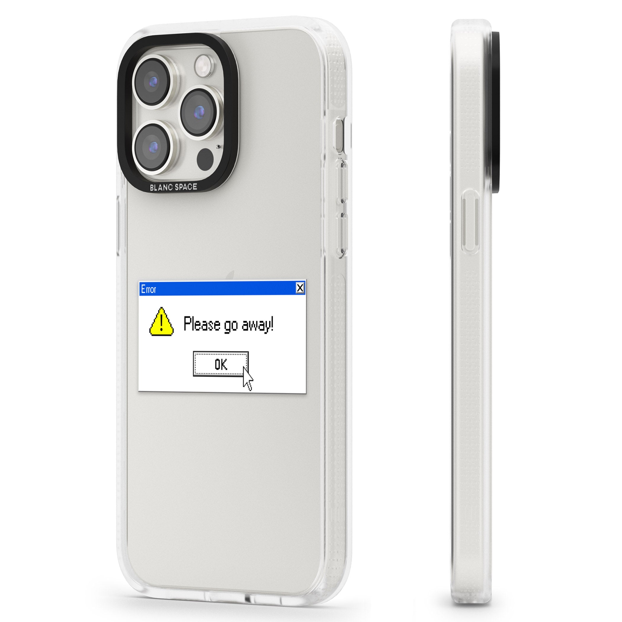 Please go away.exe iPhone 15 Pro Max / 15 Pro / 14 Pro Max / 14 Pro / 13 Pro Clear Case Impact Air - Blanc Space