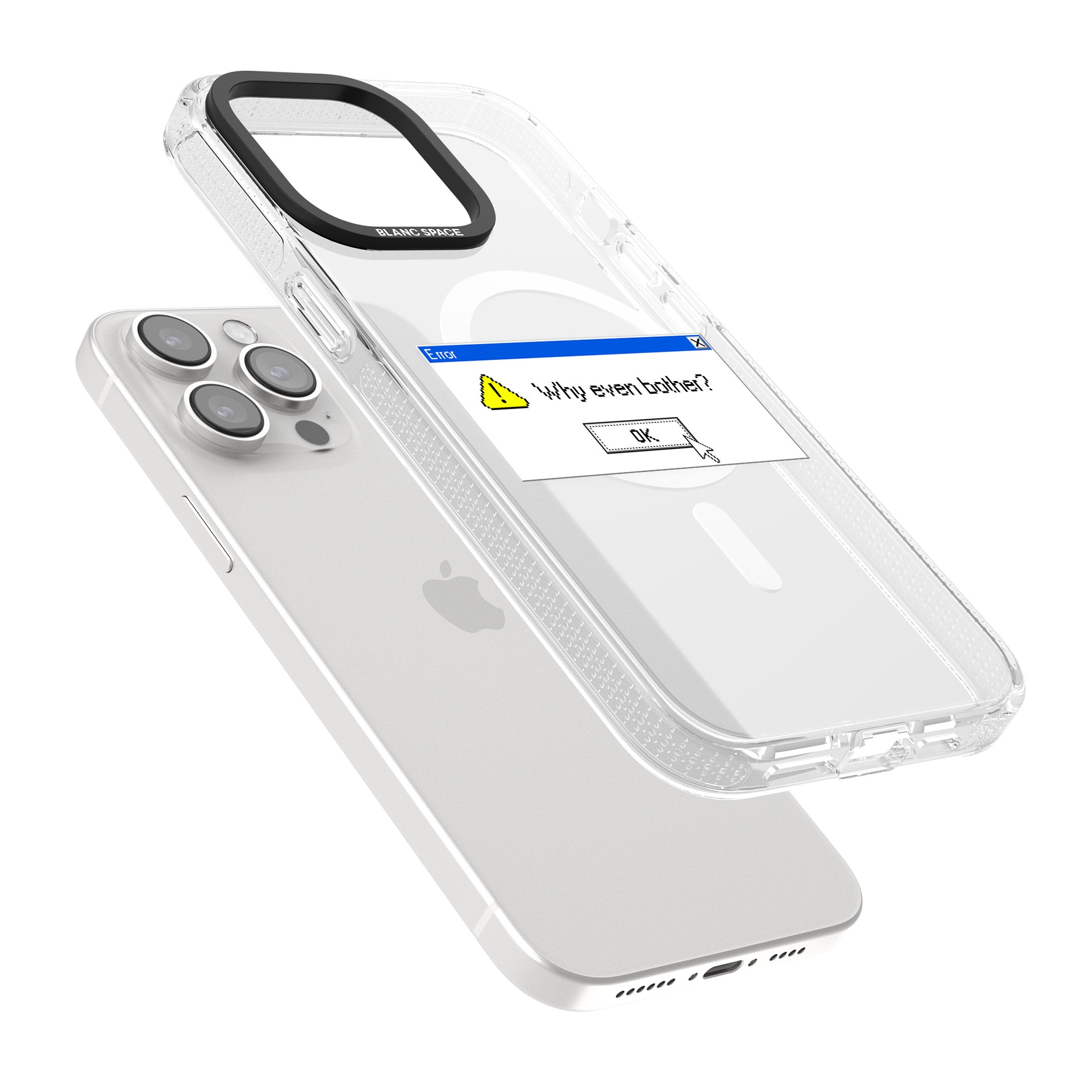 Why even bother?.exe iPhone 15 Pro Max / 15 Pro / 14 Pro Max / 14 Pro / 13 Pro Clear Case Impact Air - Blanc Space