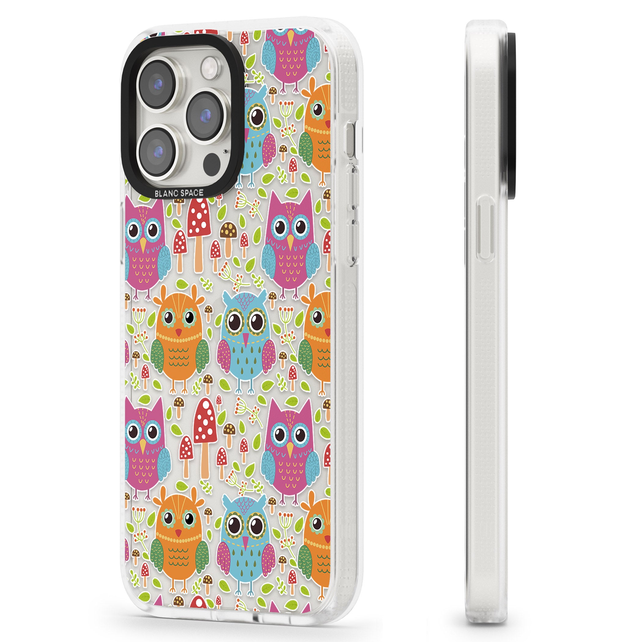 Forrest Owl Clear Pattern iPhone 15 Pro Max / 15 Pro / 14 Pro Max / 14 Pro / 13 Pro Clear Case Impact Air - Blanc Space