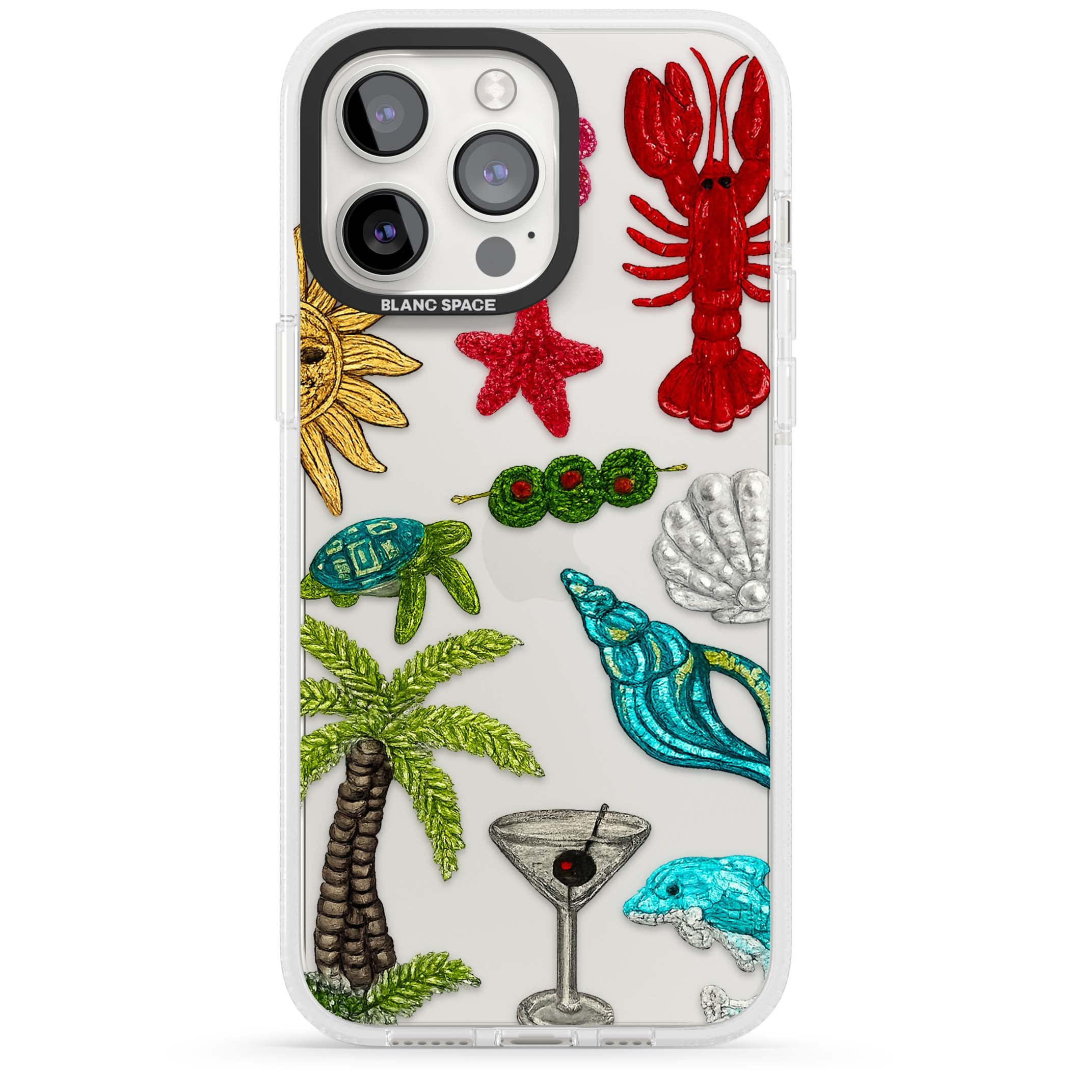 Painted Coastal Pattern coastal iPhone case | Clear Case Impact Air case for iPhone 15 Pro, iPhone 15 Pro Max