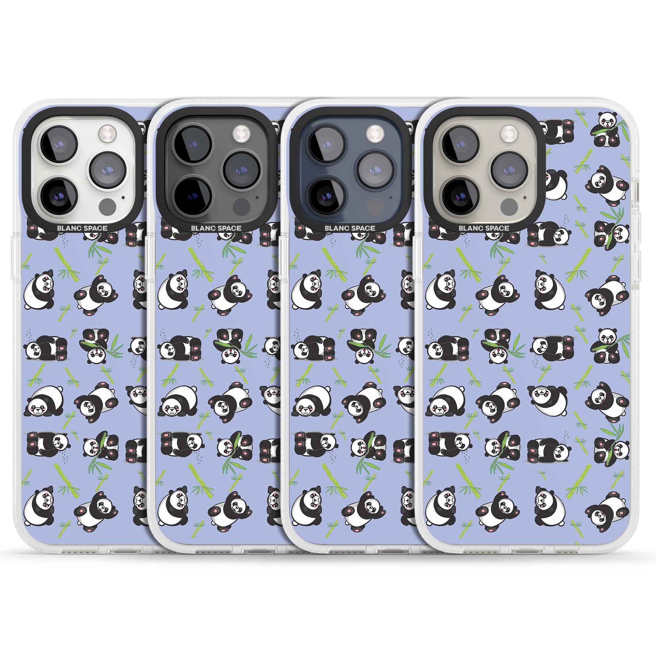 Panda Pattern iPhone 15 Pro Max / 15 Pro / 14 Pro Max / 14 Pro / 13 Pro Clear Case Impact Air - Blanc Space