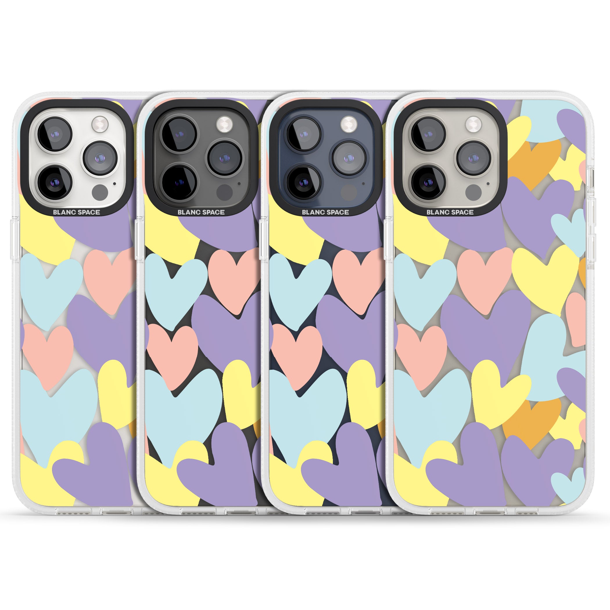 Pastel Hearts iPhone 15 Pro Max / 15 Pro / 14 Pro Max / 14 Pro / 13 Pro Clear Case Impact Air - Blanc Space