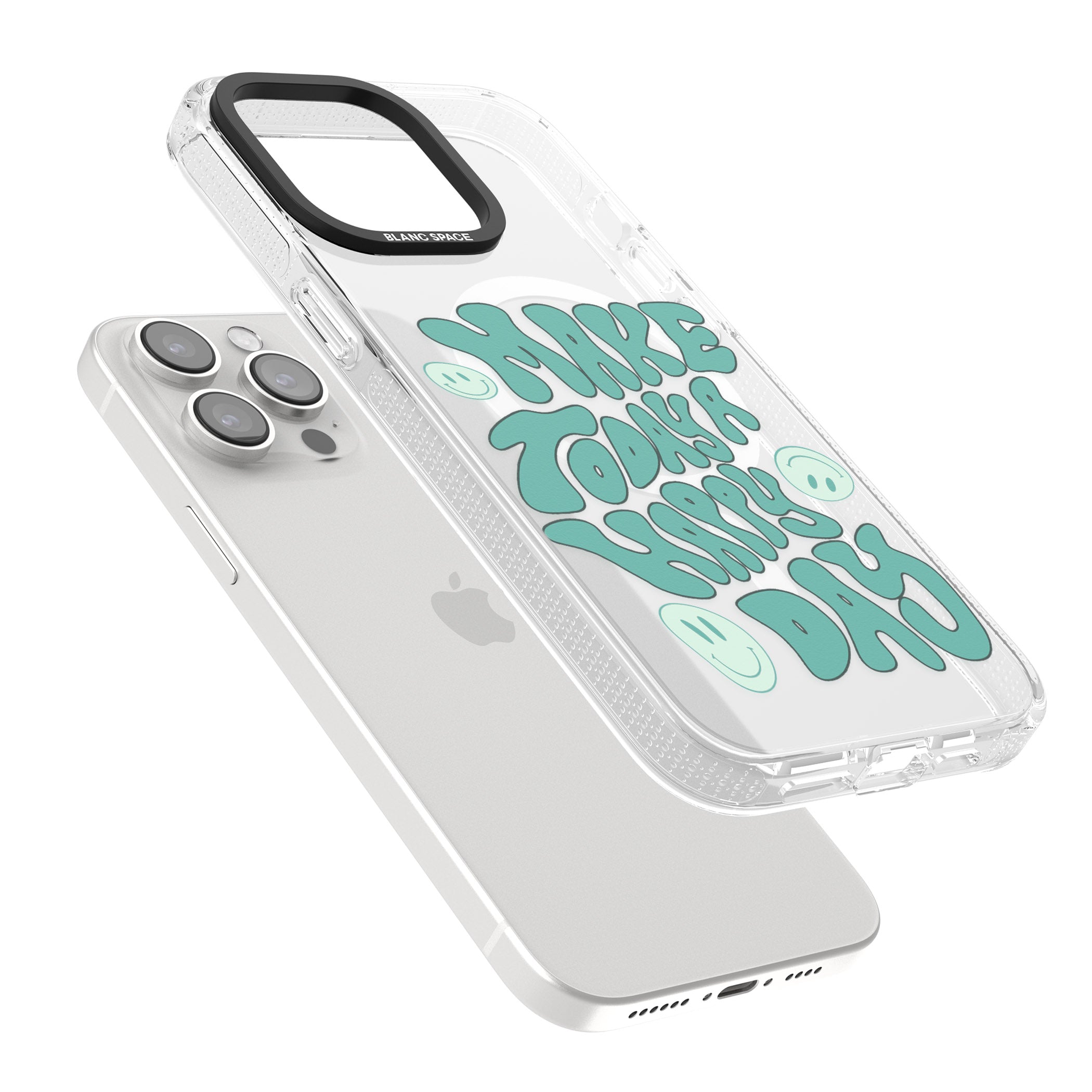 Make Today A Happy Day iPhone 15 Pro Max / 15 Pro / 14 Pro Max / 14 Pro / 13 Pro Clear Case Impact Air - Blanc Space