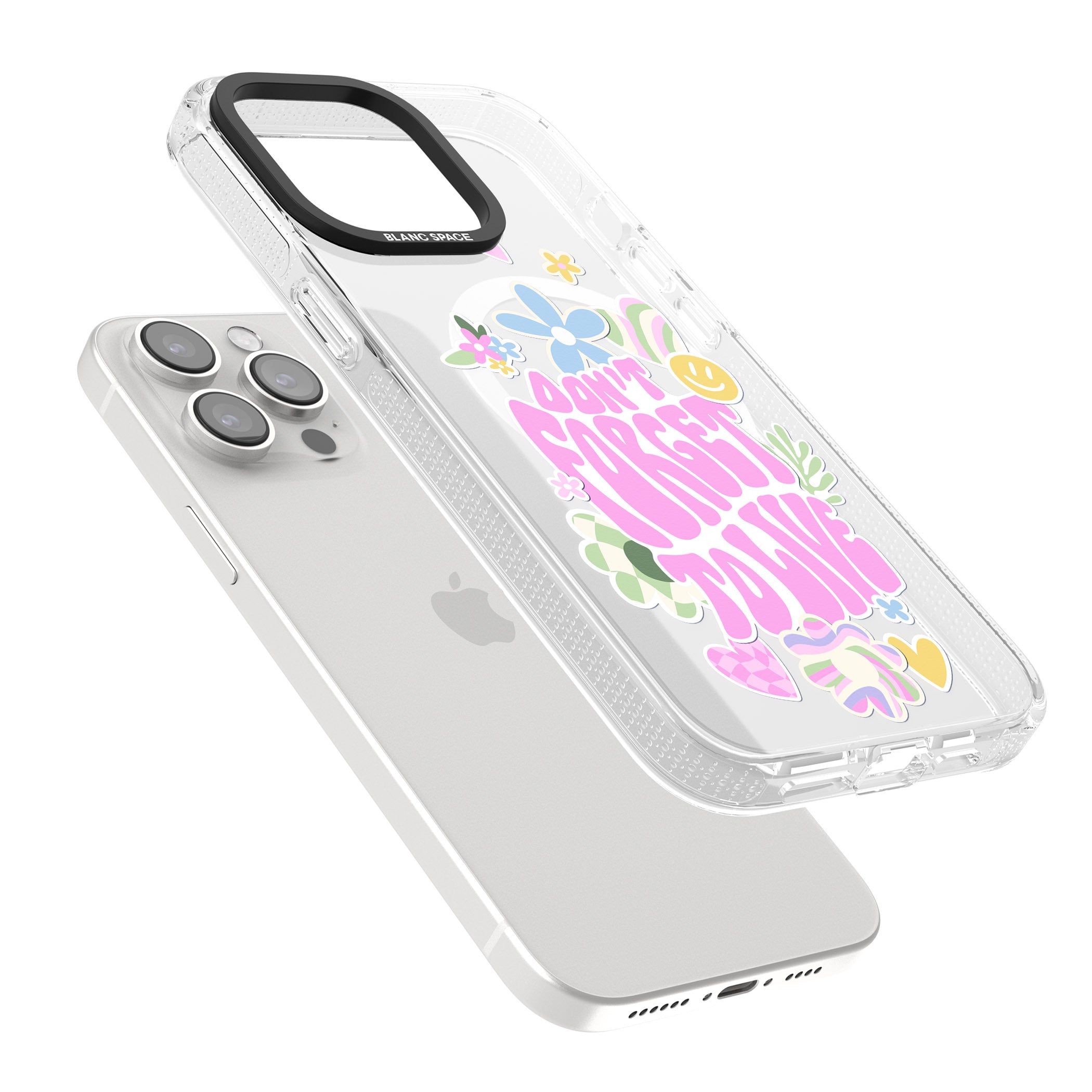 Don't Forget To Live iPhone 15 Pro Max / 15 Pro / 14 Pro Max / 14 Pro / 13 Pro Clear Case Impact Air - Blanc Space