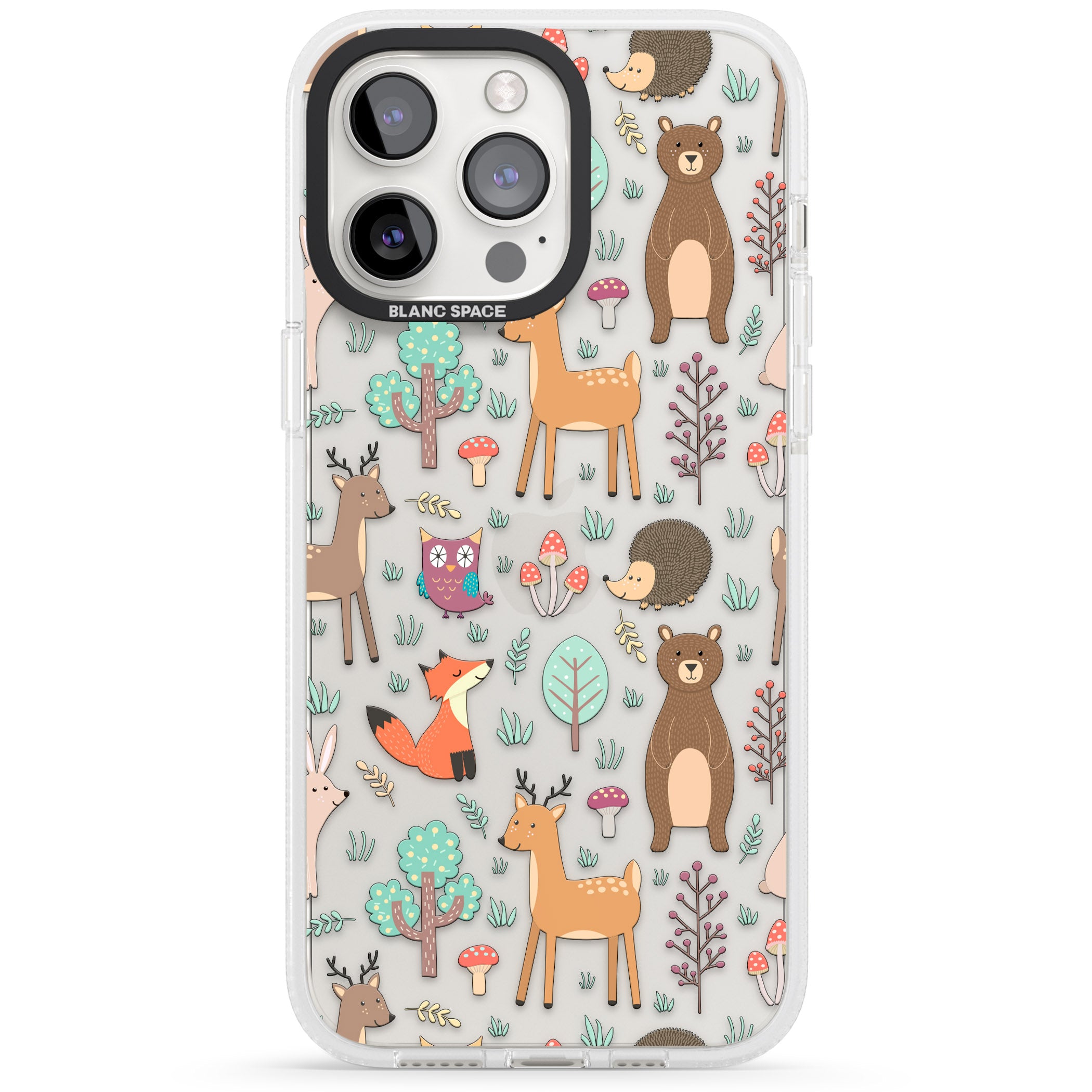 Wildlife Pattern iPhone 15 Pro Max / 15 Pro / 14 Pro Max / 14 Pro / 13 Pro Clear Case Impact Air - Blanc Space