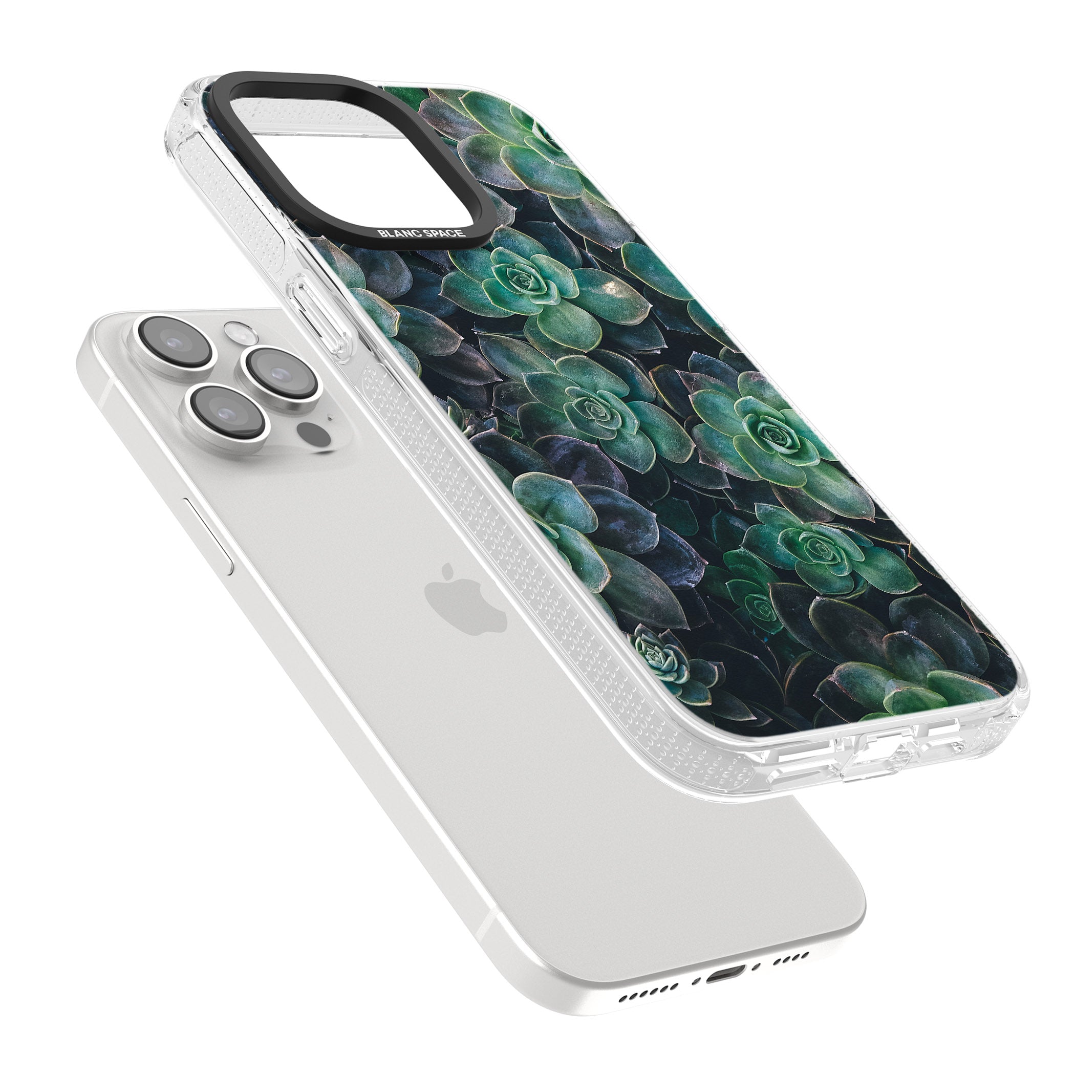 Succulents - Real Botanical Photographs iPhone 15 Pro Max / 15 Pro / 14 Pro Max / 14 Pro / 13 Pro Clear Case Impact Air - Blanc Space