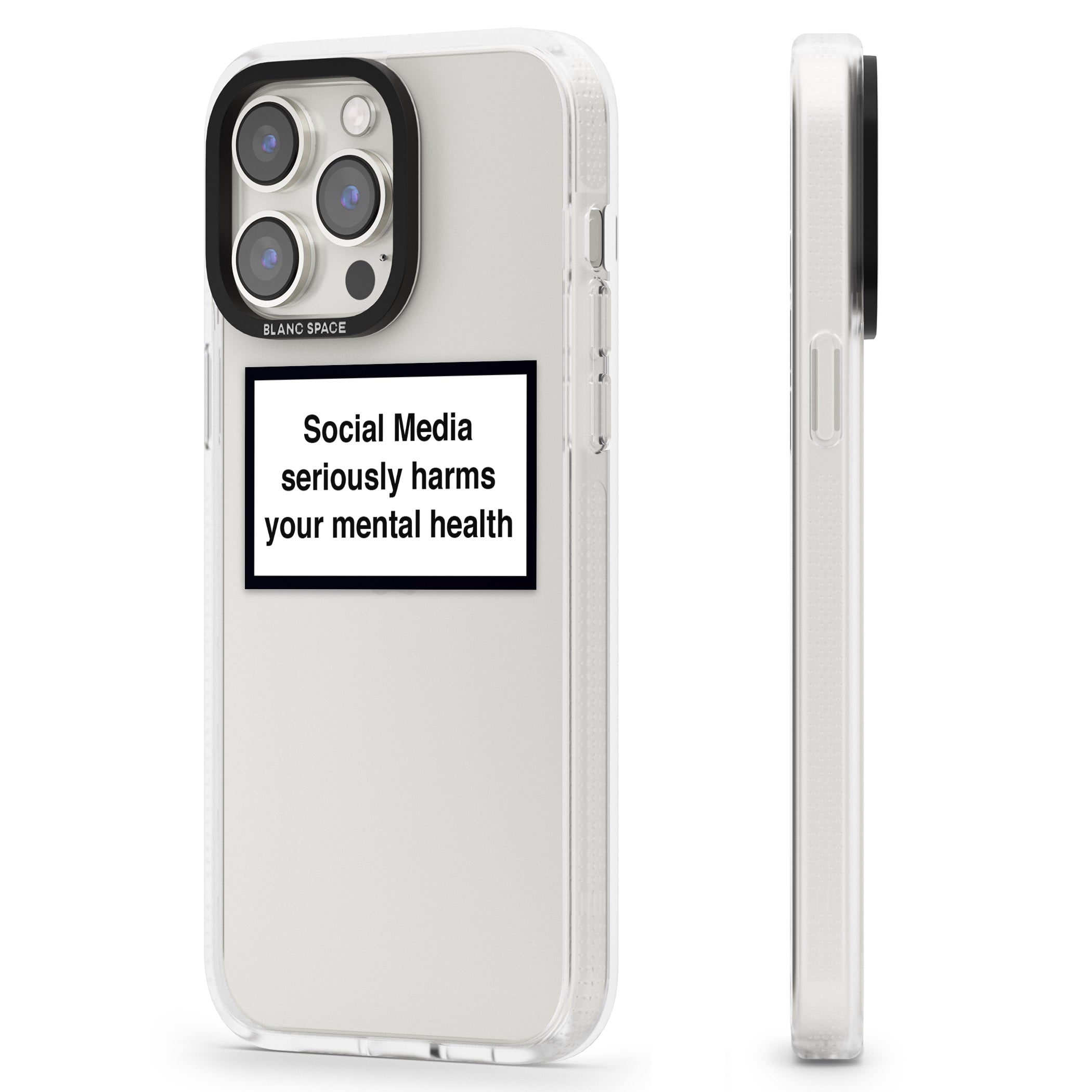 Social Media Quote iPhone 15 Pro Max / 15 Pro / 14 Pro Max / 14 Pro / 13 Pro Clear Case Impact Air - Blanc Space