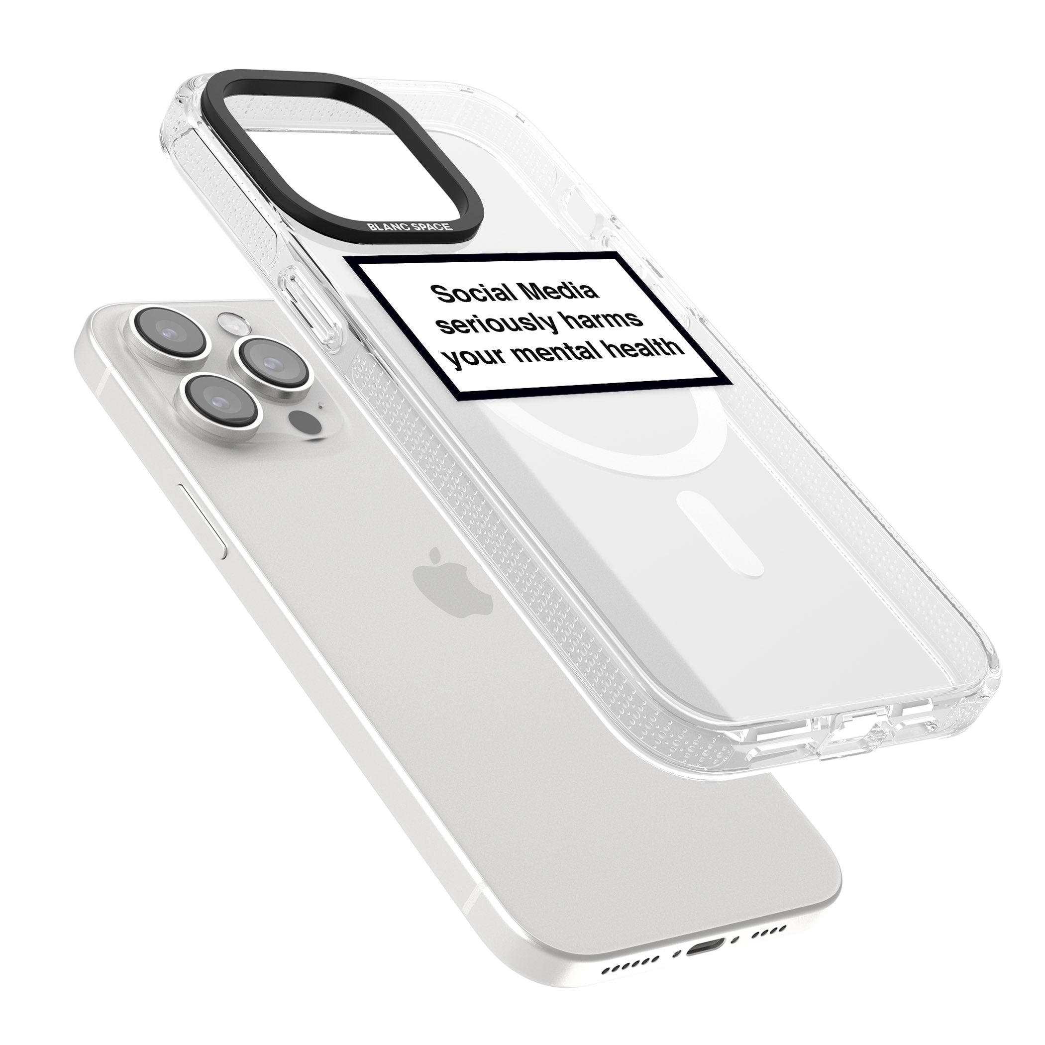 Social Media Quote iPhone 15 Pro Max / 15 Pro / 14 Pro Max / 14 Pro / 13 Pro Clear Case Impact Air - Blanc Space