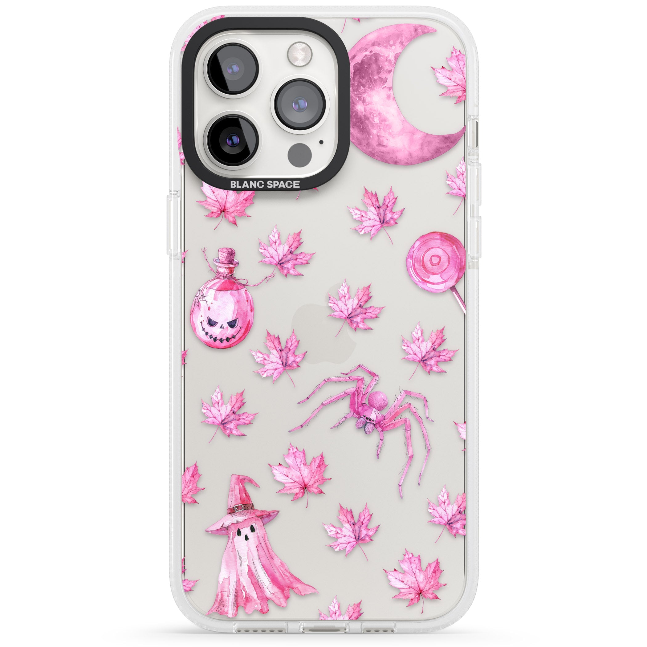 Pink Moon & Maple iPhone 15 Pro Max / 15 Pro / 14 Pro Max / 14 Pro / 13 Pro Clear Case Impact Air - Blanc Space