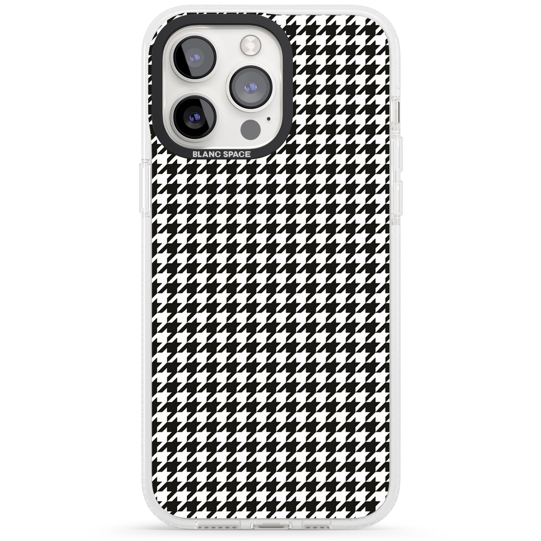 Chic Houndstooth Check iPhone 15 Pro Max / 15 Pro / 14 Pro Max / 14 Pro / 13 Pro Clear Case Impact Air - Blanc Space