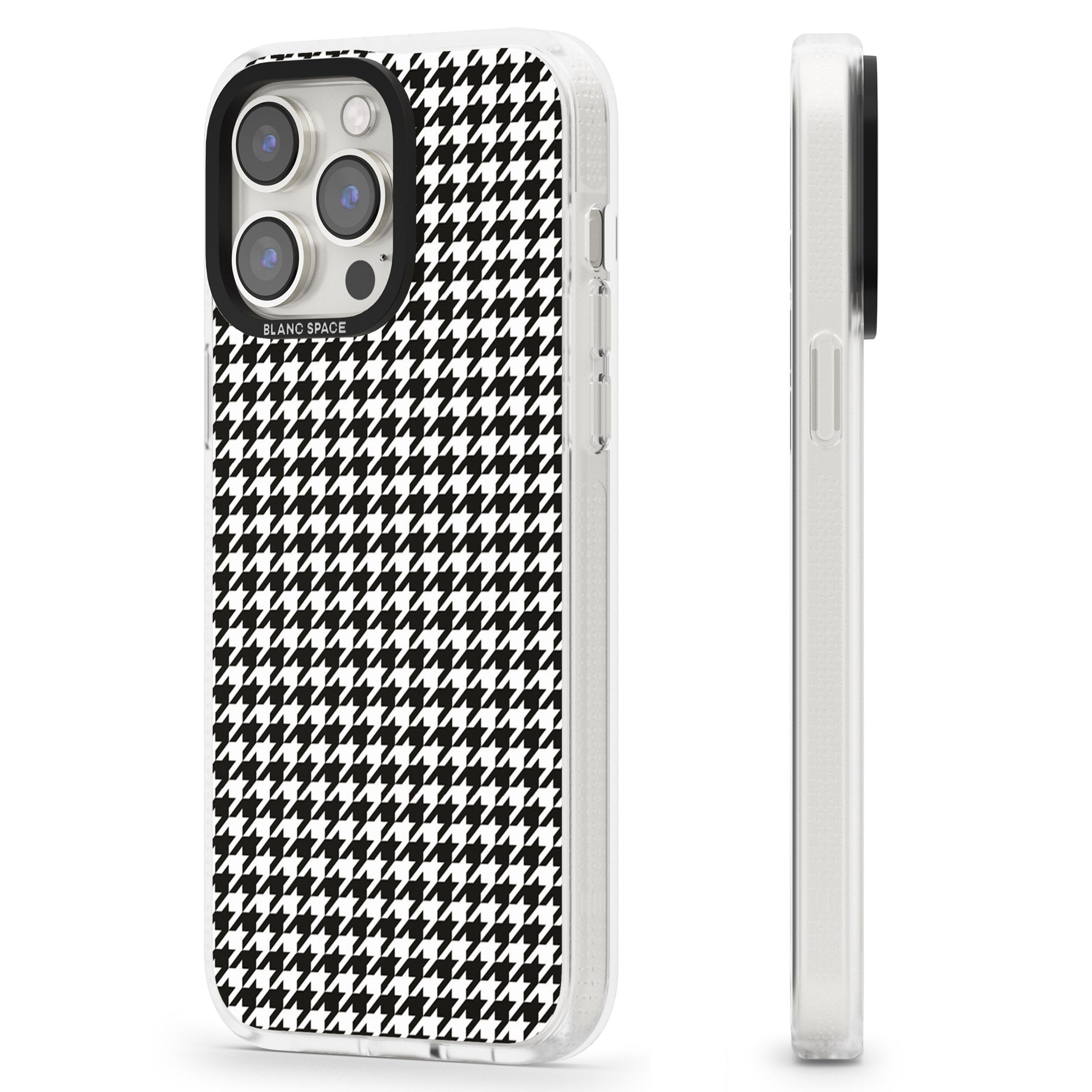 Chic Houndstooth Check iPhone 15 Pro Max / 15 Pro / 14 Pro Max / 14 Pro / 13 Pro Clear Case Impact Air - Blanc Space