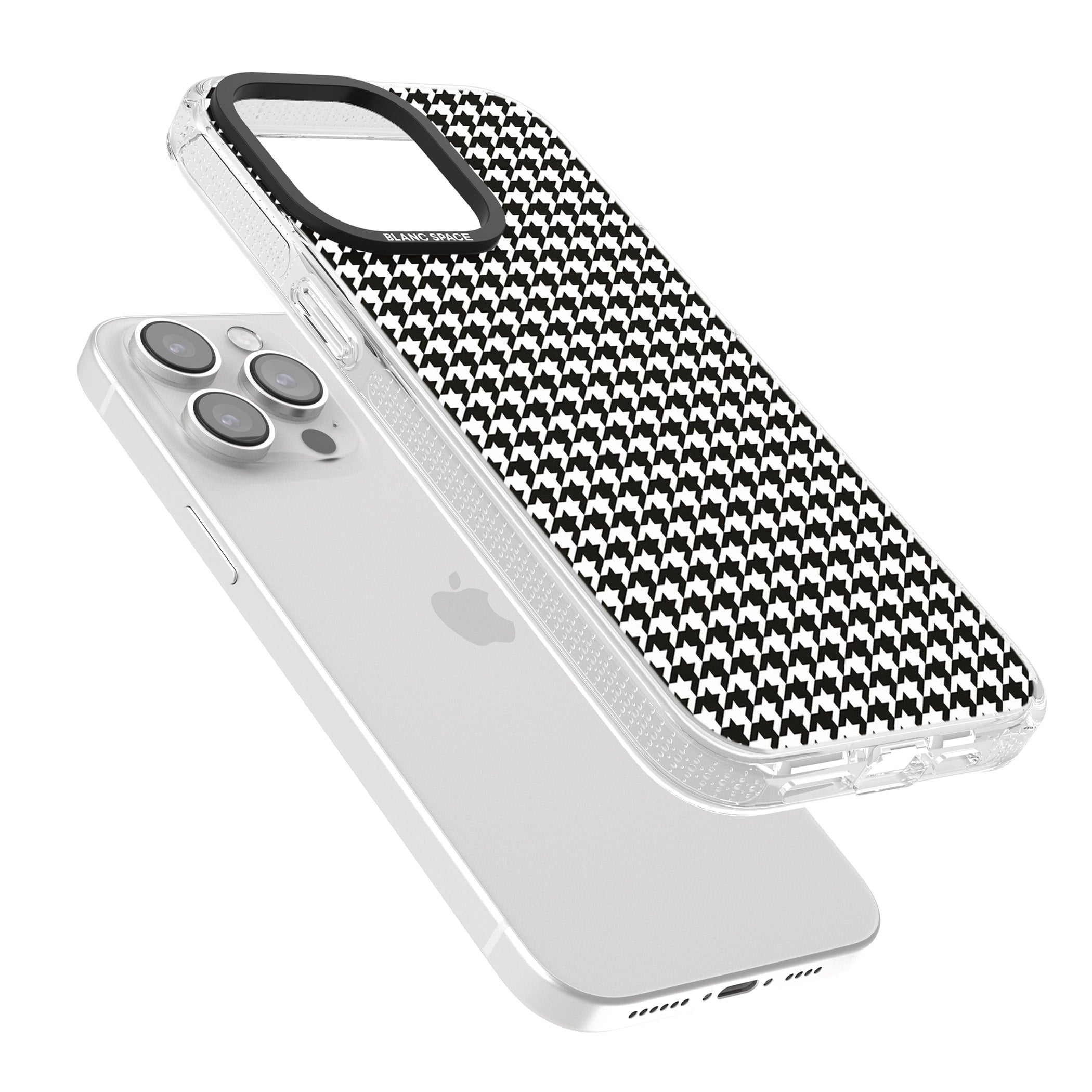 Chic Houndstooth Check iPhone 15 Pro Max / 15 Pro / 14 Pro Max / 14 Pro / 13 Pro Clear Case Impact Air - Blanc Space