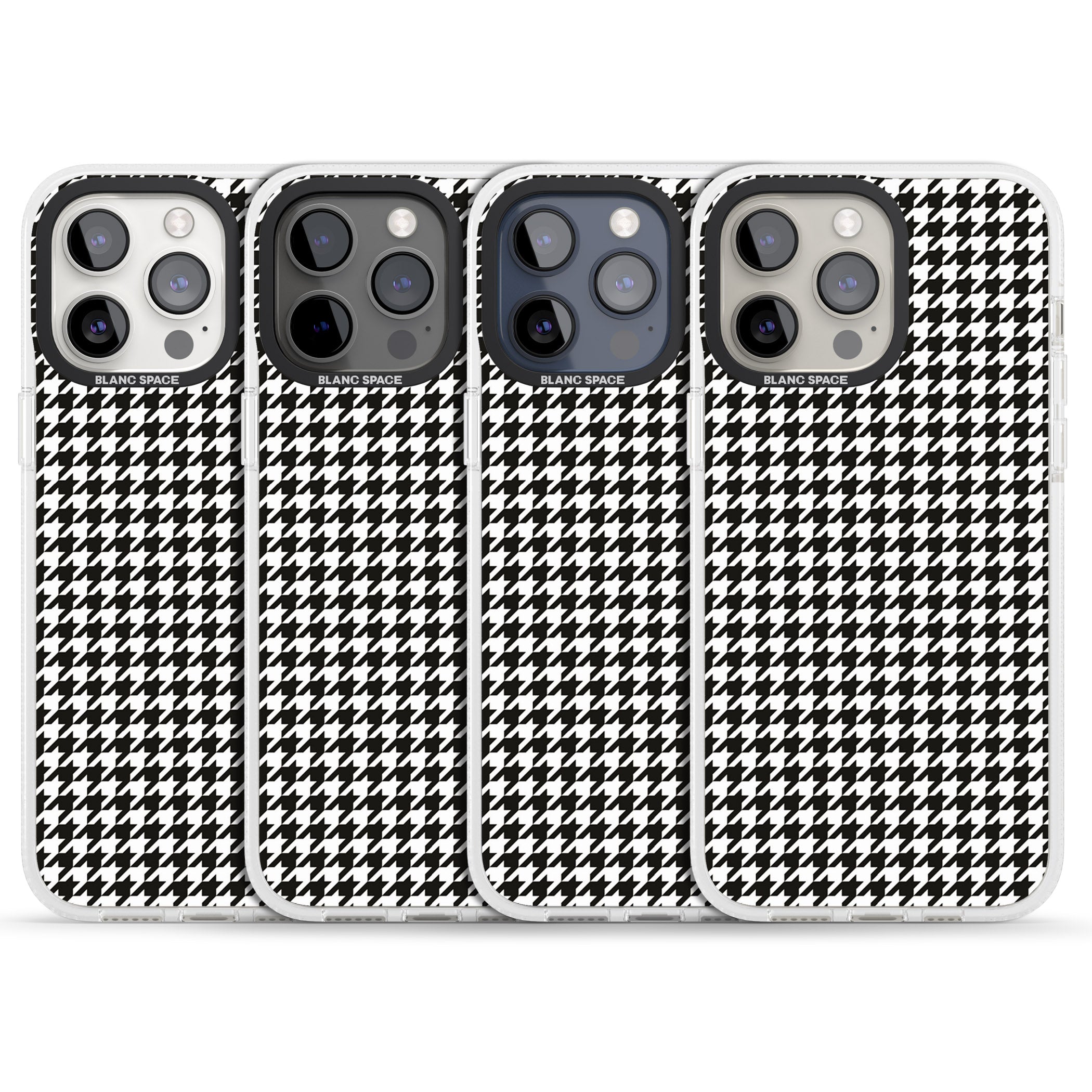 Chic Houndstooth Check iPhone 15 Pro Max / 15 Pro / 14 Pro Max / 14 Pro / 13 Pro Clear Case Impact Air - Blanc Space