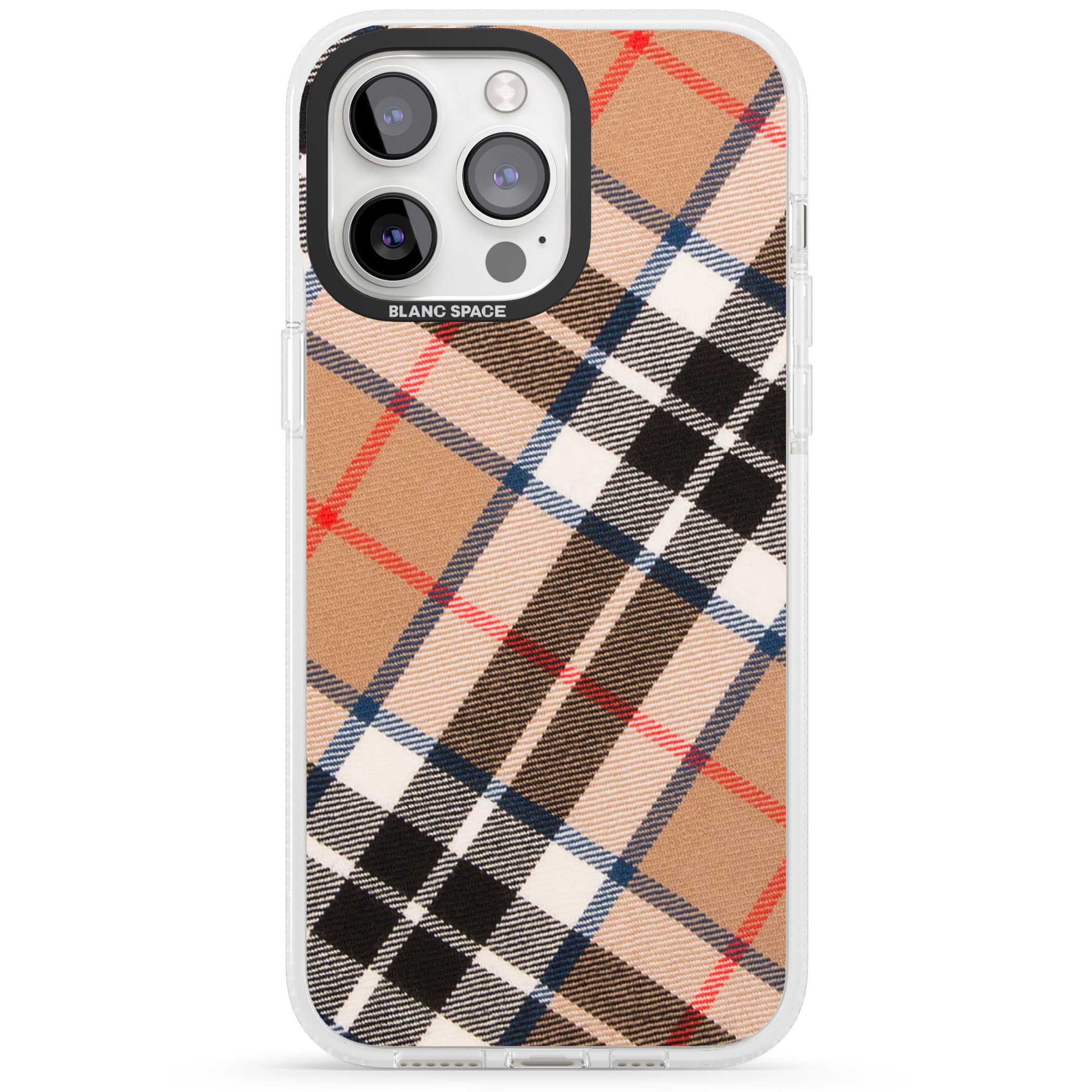 Haymarket Check iPhone 15 Pro Max / 15 Pro / 14 Pro Max / 14 Pro / 13 Pro Clear Case Impact Air - Blanc Space