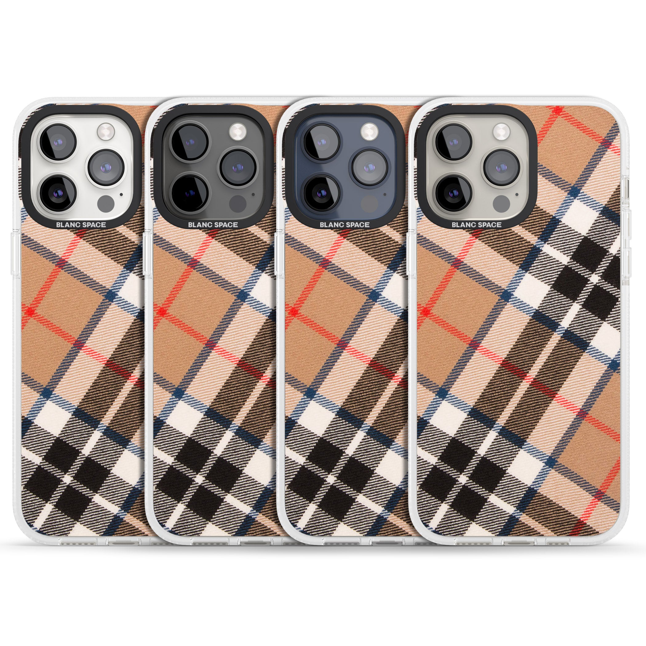 Haymarket Check iPhone 15 Pro Max / 15 Pro / 14 Pro Max / 14 Pro / 13 Pro Clear Case Impact Air - Blanc Space