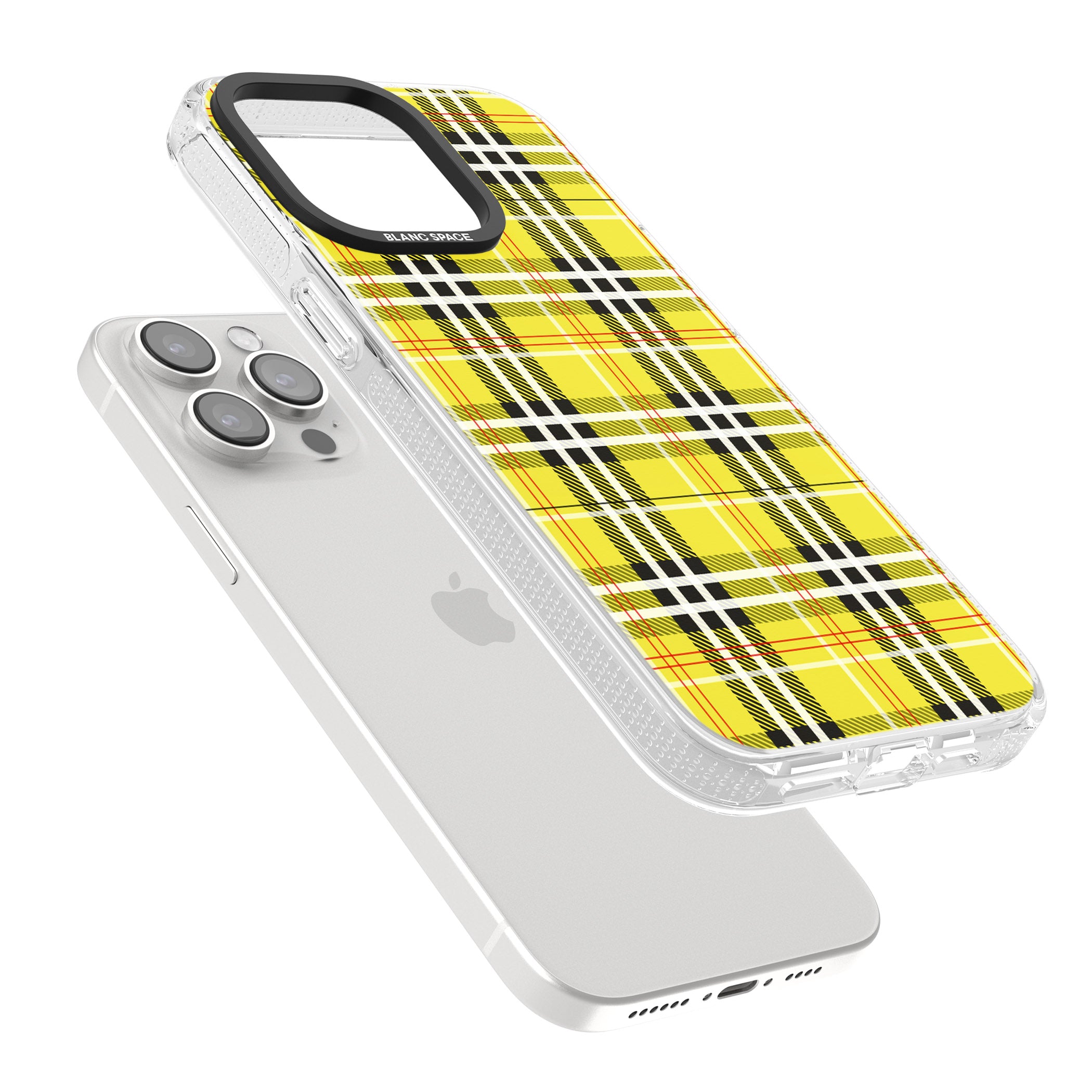 Yellow Plaid iPhone 15 Pro Max / 15 Pro / 14 Pro Max / 14 Pro / 13 Pro Clear Case Impact Air - Blanc Space