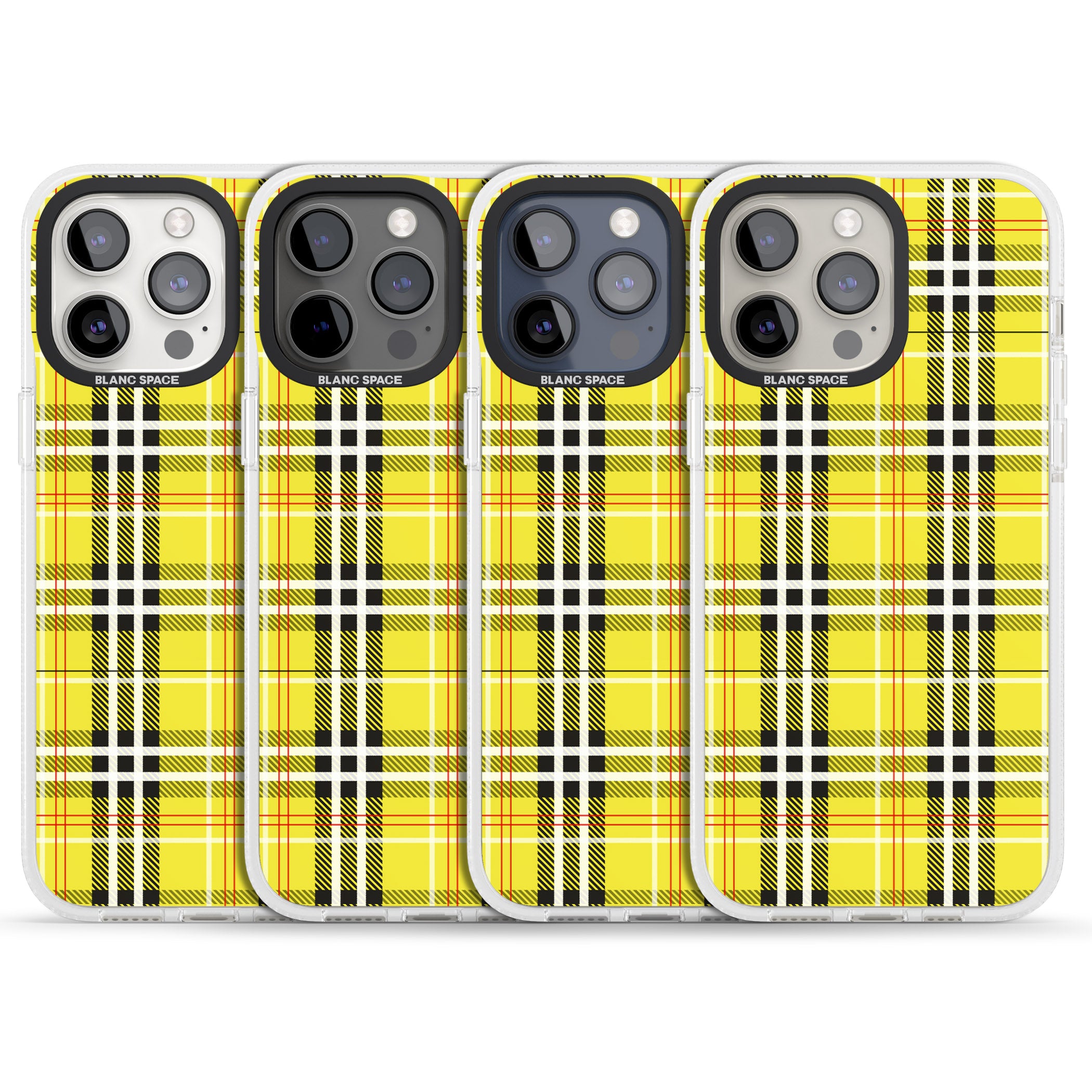 Yellow Plaid iPhone 15 Pro Max / 15 Pro / 14 Pro Max / 14 Pro / 13 Pro Clear Case Impact Air - Blanc Space