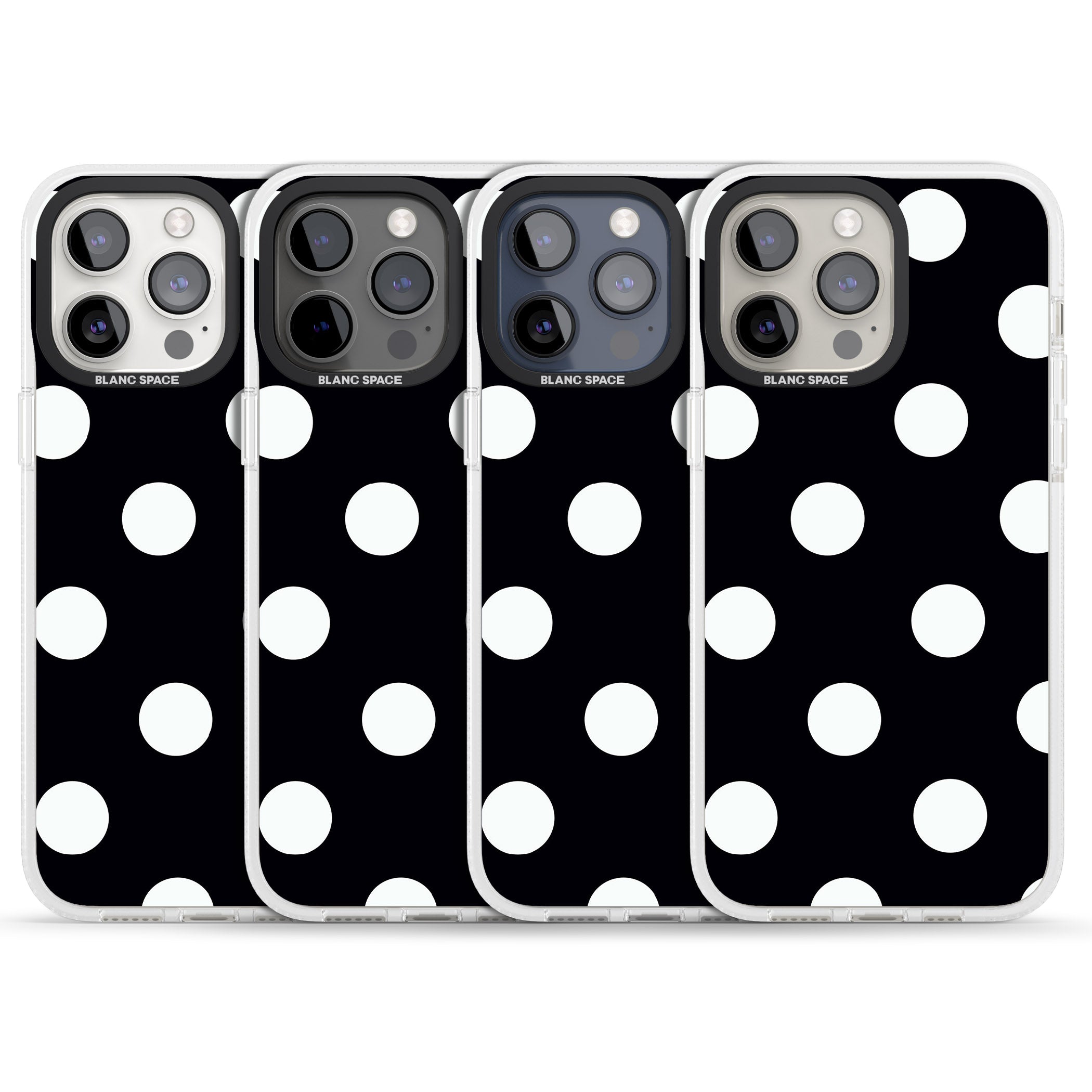 Chic Black Polka Dot iPhone 15 Pro Max / 15 Pro / 14 Pro Max / 14 Pro / 13 Pro Clear Case Impact Air - Blanc Space