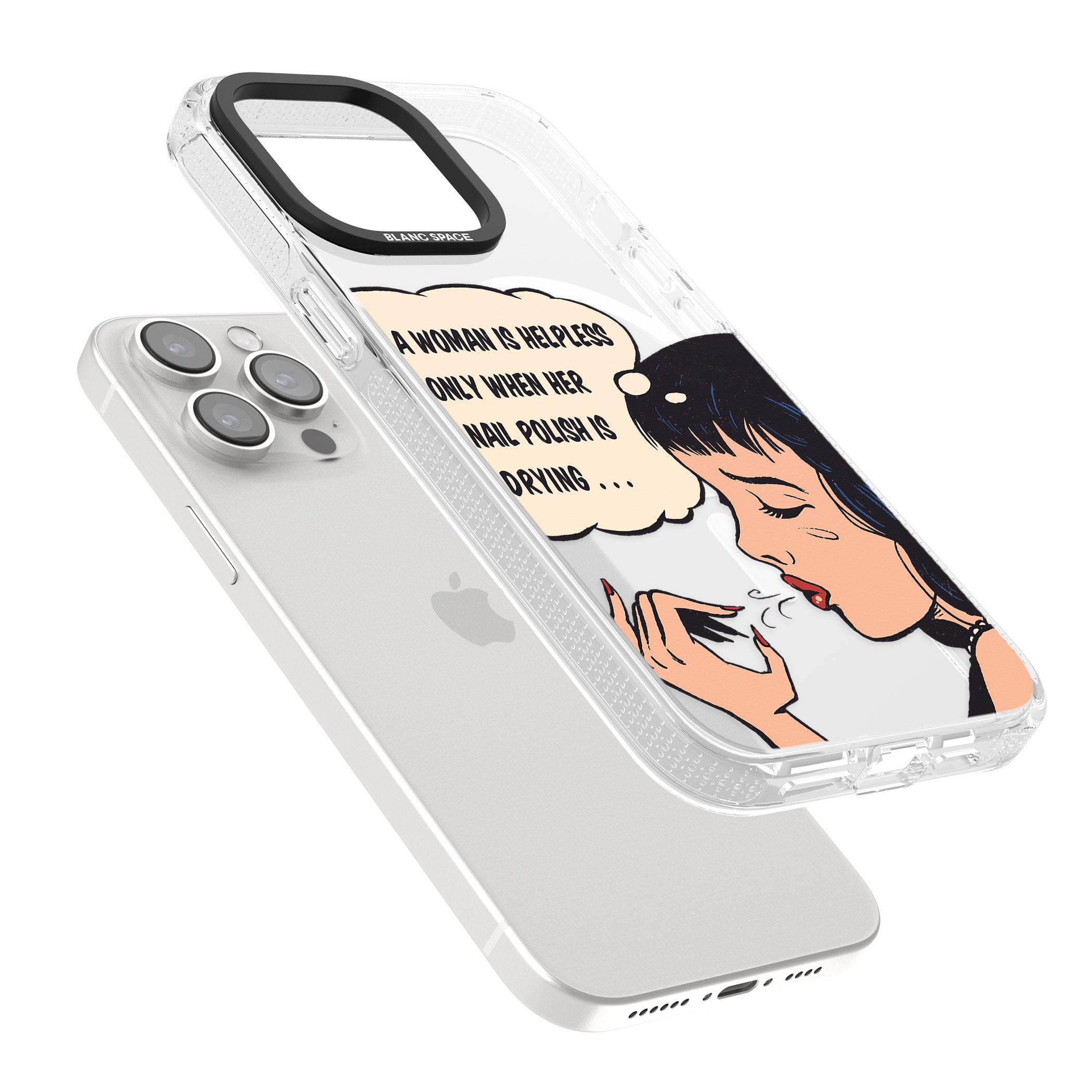 Drying Nails - Pop Art iPhone 15 Pro Max / 15 Pro / 14 Pro Max / 14 Pro / 13 Pro Clear Case Impact Air - Blanc Space
