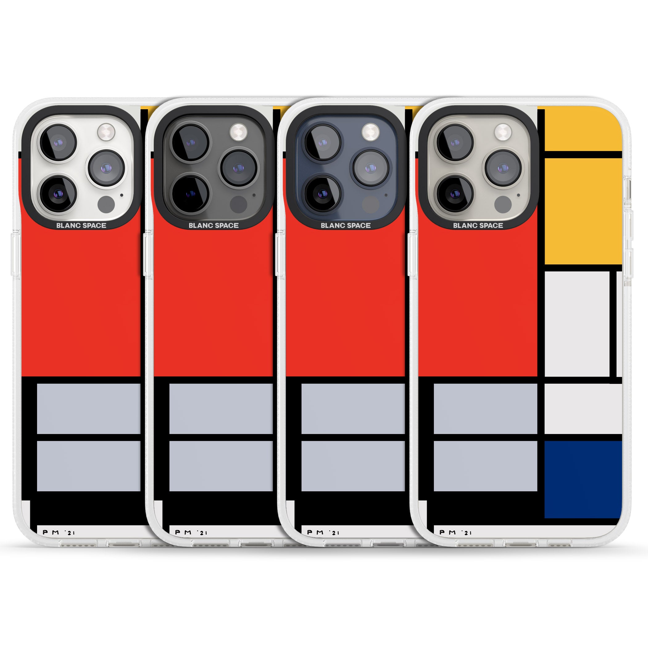 Piet Mondrian's Composition iPhone 15 Pro Max / 15 Pro / 14 Pro Max / 14 Pro / 13 Pro Clear Case Impact Air - Blanc Space
