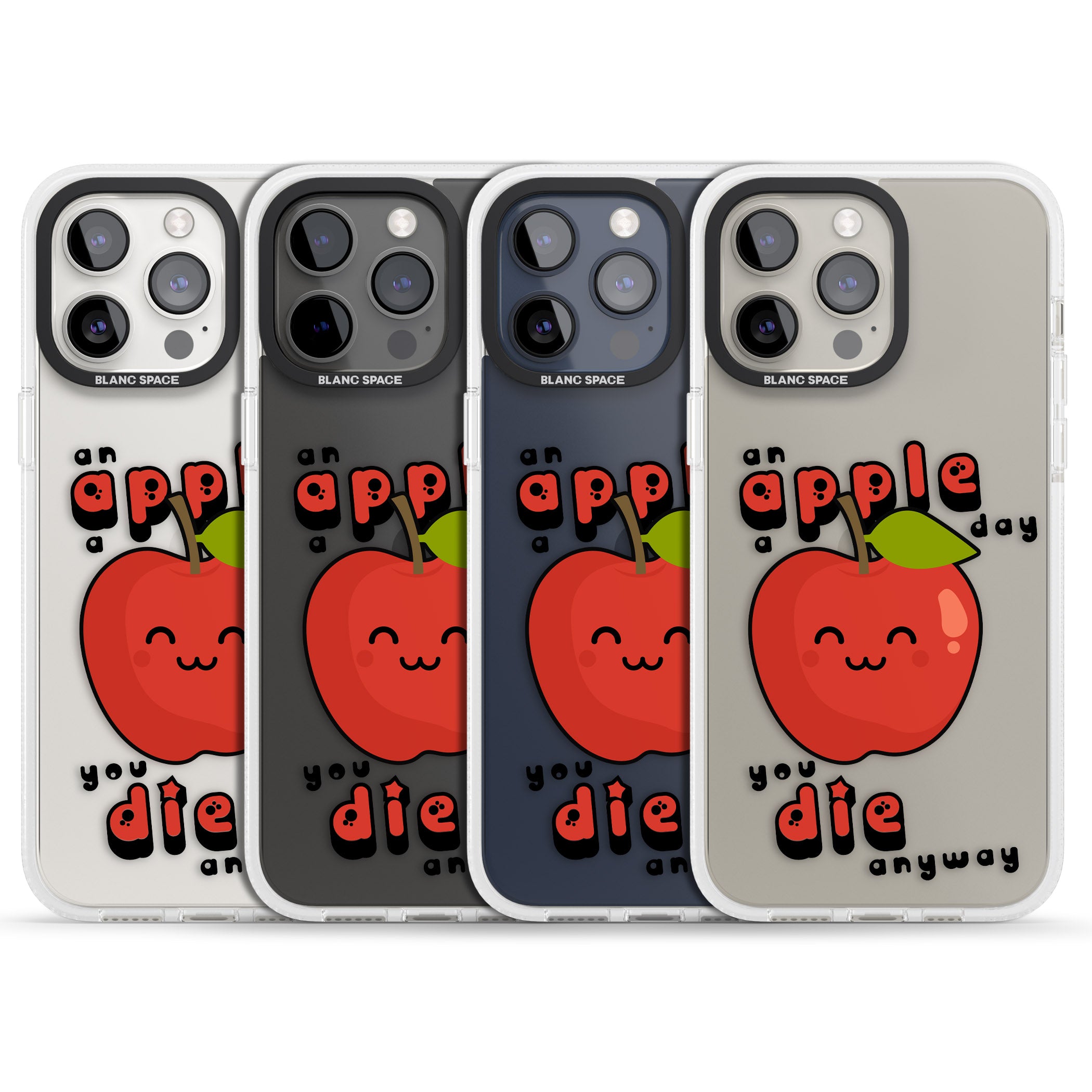 An Apple a Day iPhone 15 Pro Max / 15 Pro / 14 Pro Max / 14 Pro / 13 Pro Clear Case Impact Air - Blanc Space