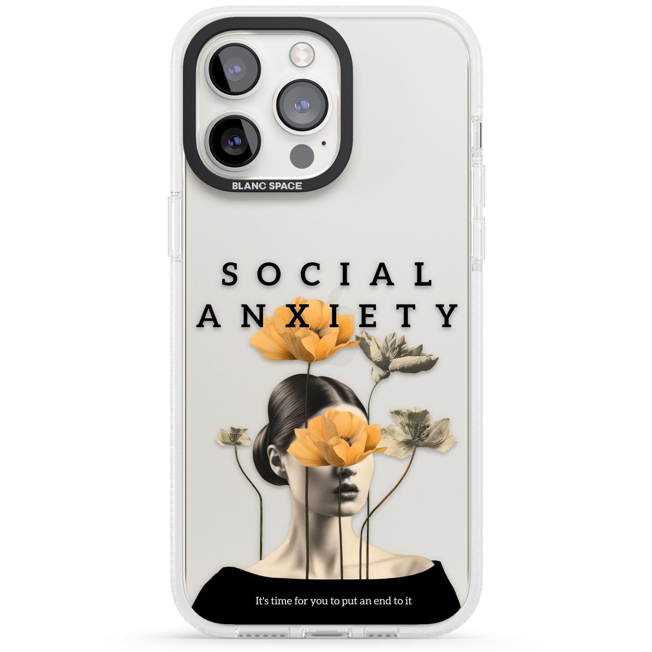 Social Anxiety iPhone 15 Pro Max / 15 Pro / 14 Pro Max / 14 Pro / 13 Pro Clear Case Impact Air - Blanc Space