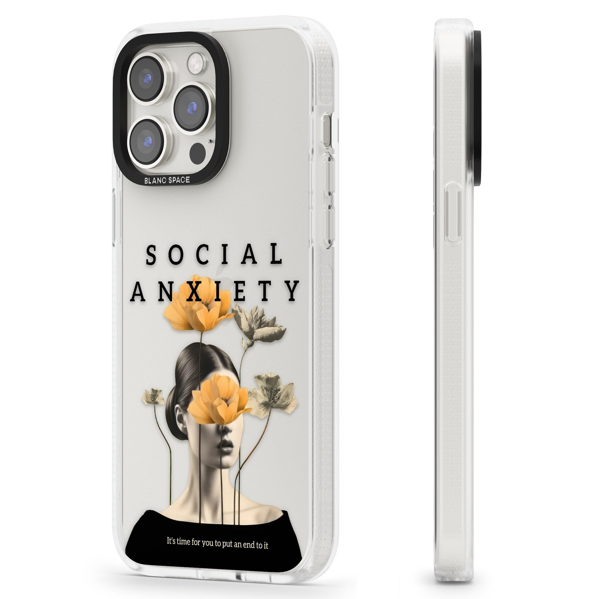 Social Anxiety iPhone 15 Pro Max / 15 Pro / 14 Pro Max / 14 Pro / 13 Pro Clear Case Impact Air - Blanc Space