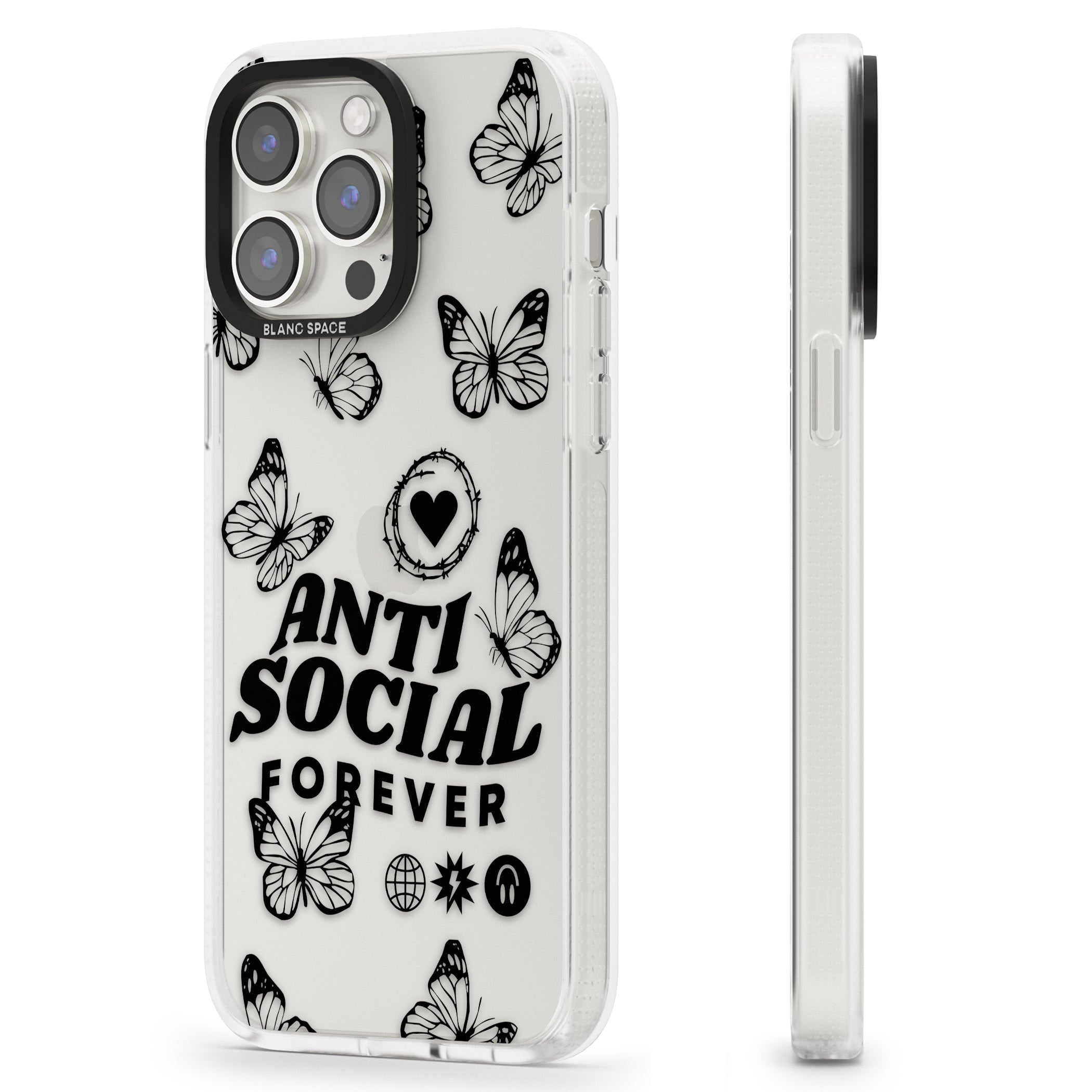 Anti-Social Forever iPhone 15 Pro Max / 15 Pro / 14 Pro Max / 14 Pro / 13 Pro Clear Case Impact Air - Blanc Space