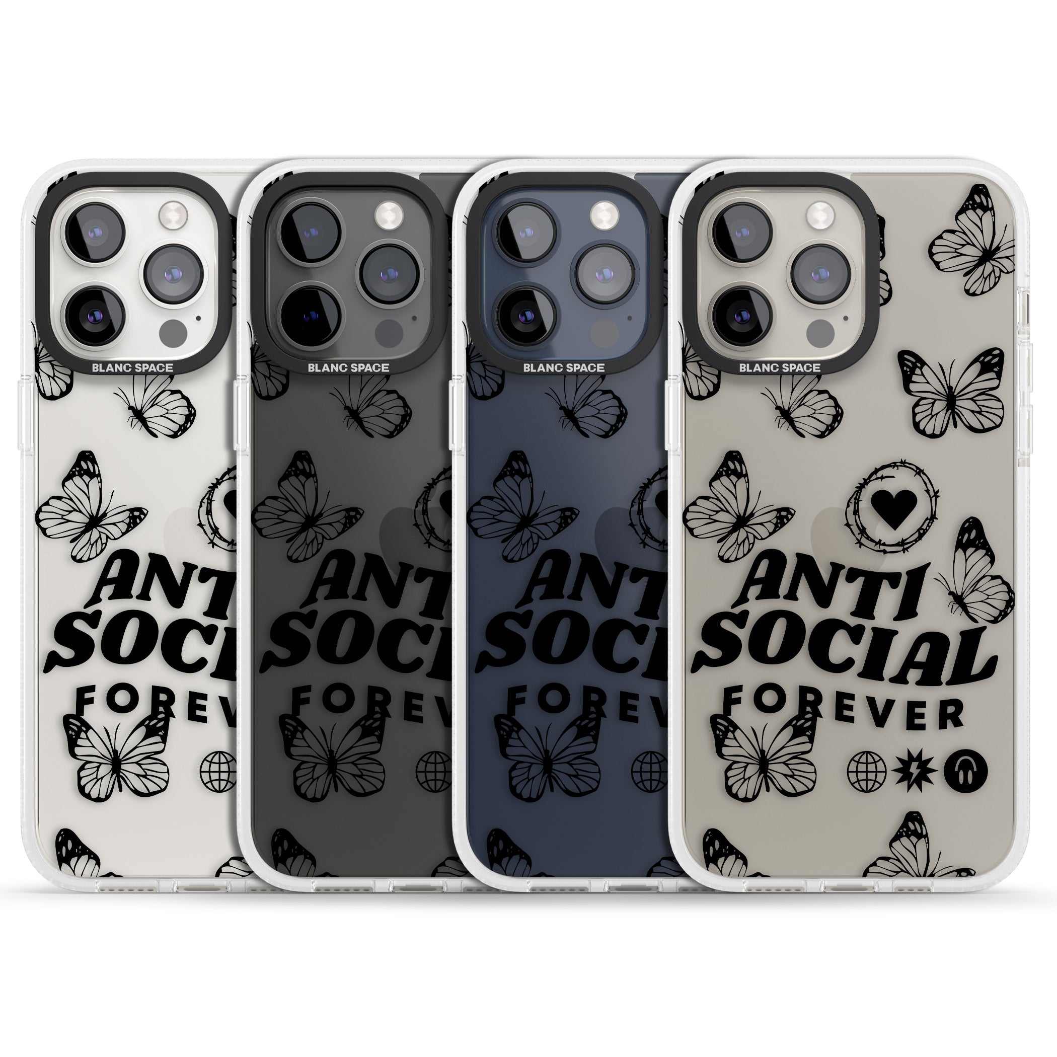 Anti-Social Forever iPhone 15 Pro Max / 15 Pro / 14 Pro Max / 14 Pro / 13 Pro Clear Case Impact Air - Blanc Space