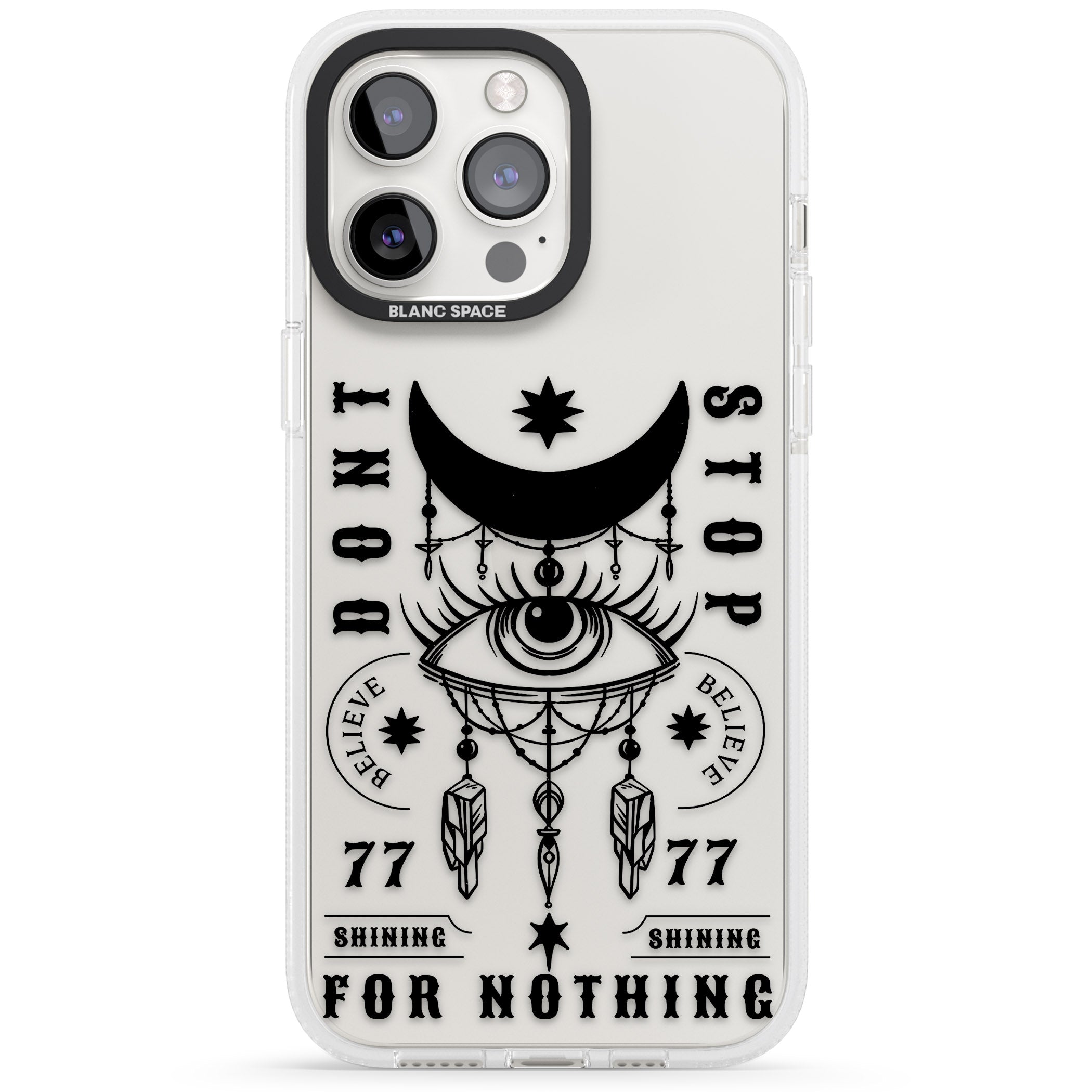 Don't Stop For Nothing iPhone 15 Pro Max / 15 Pro / 14 Pro Max / 14 Pro / 13 Pro Clear Case Impact Air - Blanc Space