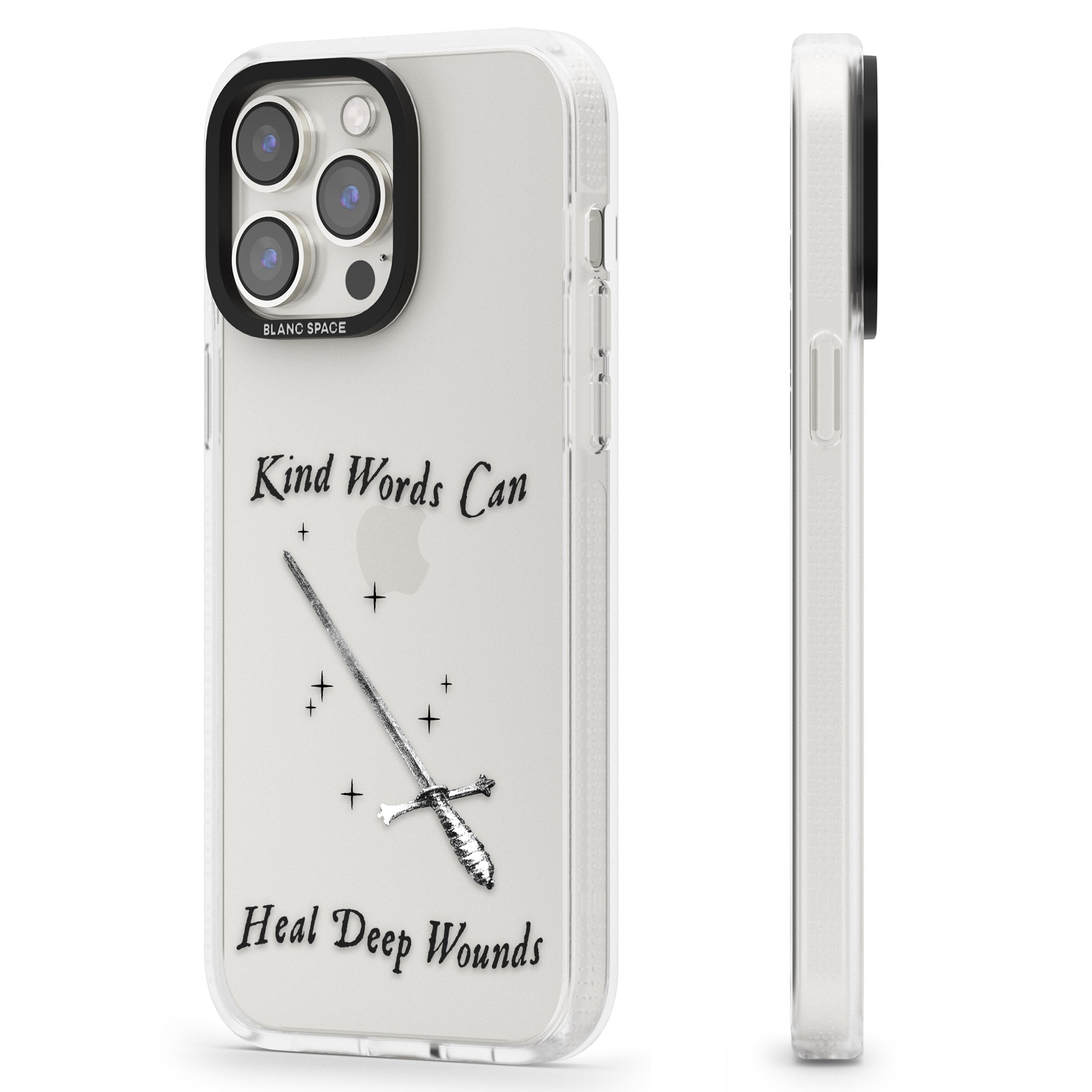 Kind Words Can Heal Deep Wounds iPhone 15 Pro Max / 15 Pro / 14 Pro Max / 14 Pro / 13 Pro Clear Case Impact Air - Blanc Space