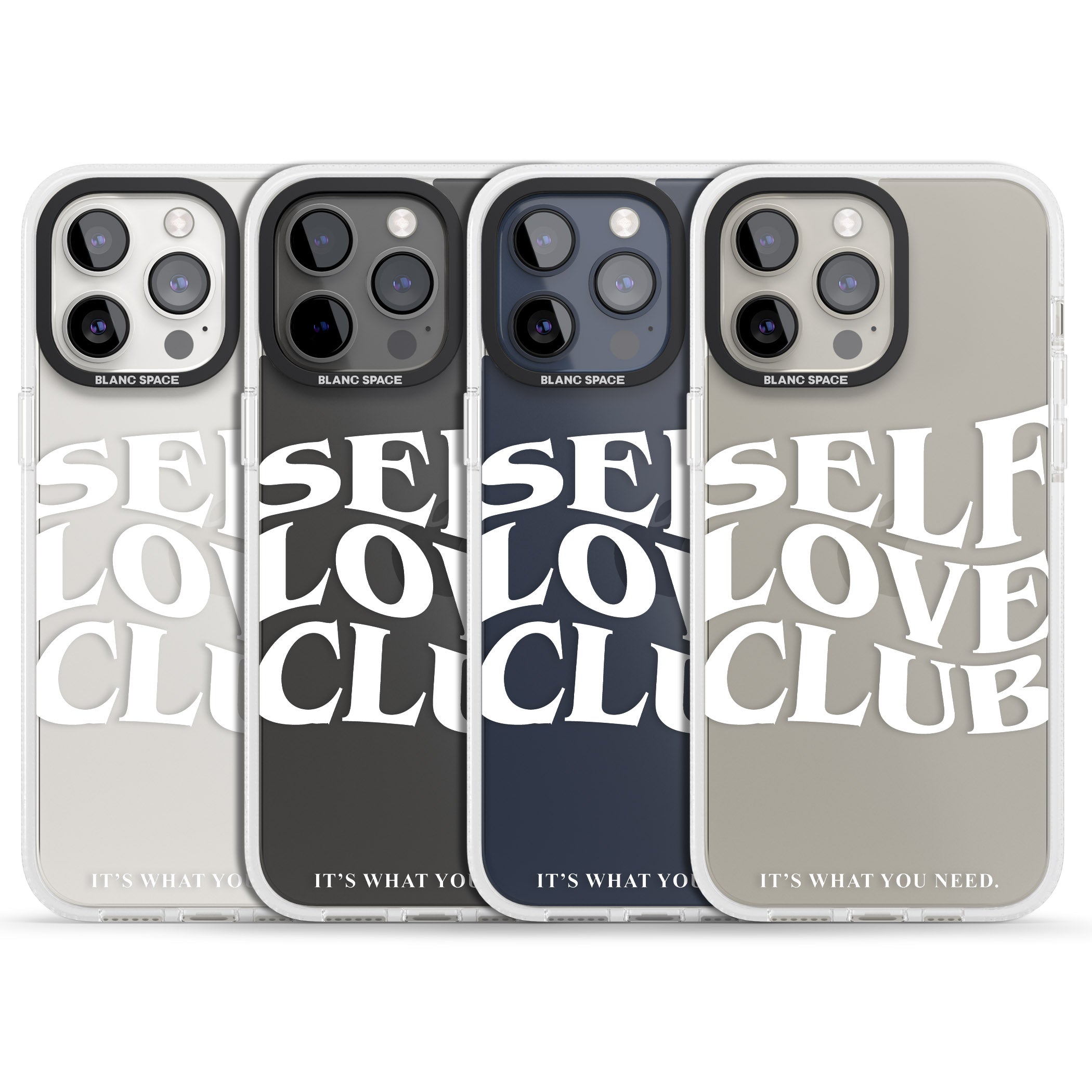 Self Love Club (White) iPhone 15 Pro Max / 15 Pro / 14 Pro Max / 14 Pro / 13 Pro Clear Case Impact Air - Blanc Space