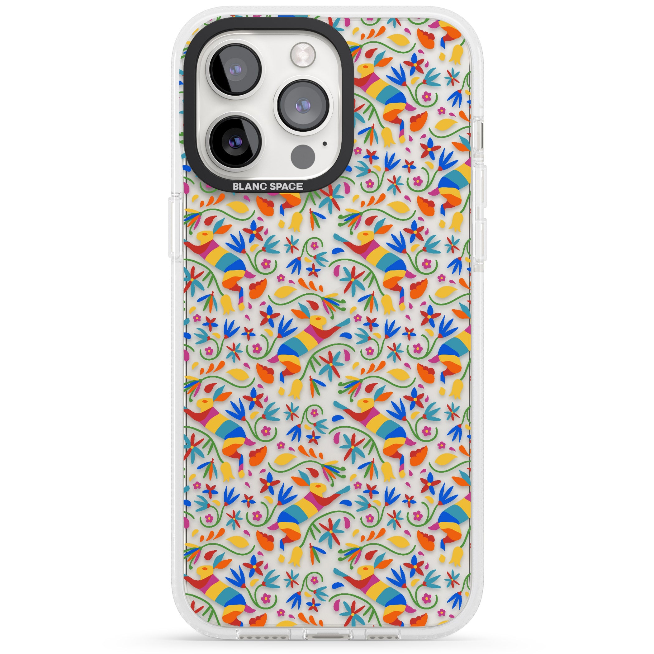 Floral Rabbit Pattern in Rainbow iPhone 15 Pro Max / 15 Pro / 14 Pro Max / 14 Pro / 13 Pro Clear Case Impact Air - Blanc Space