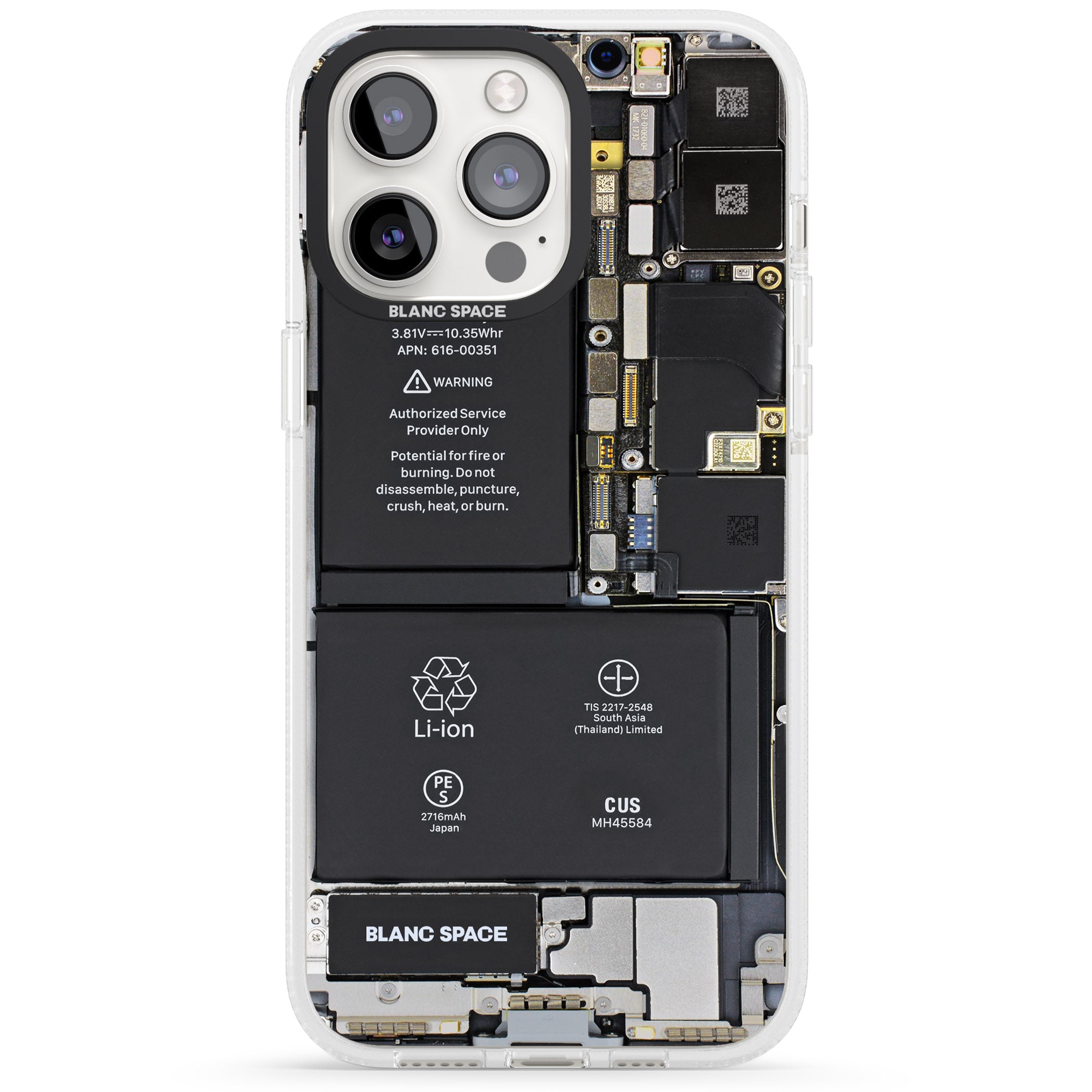 Circuit Board iPhone 15 Pro Max / 15 Pro / 14 Pro Max / 14 Pro / 13 Pro Clear Case Impact Air - Blanc Space