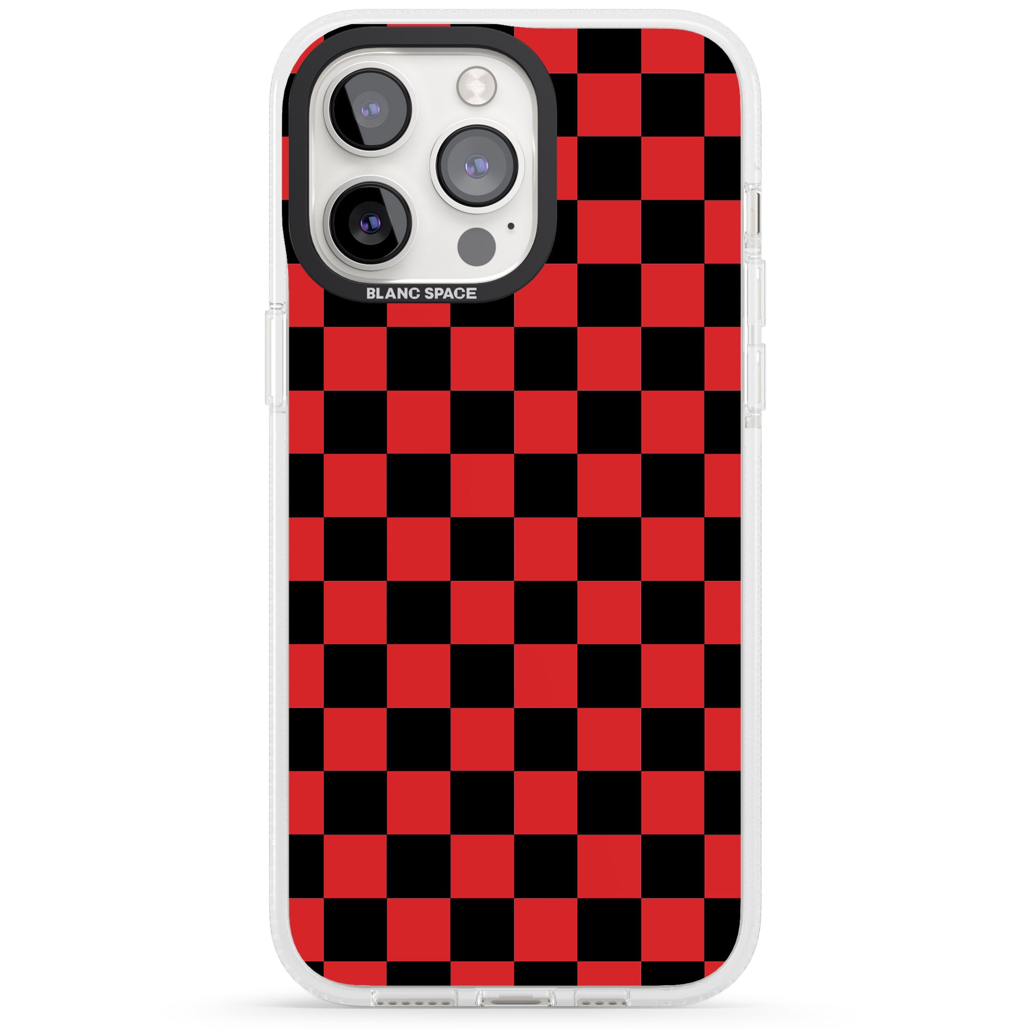 Red Black Checkered iPhone 15 Pro Max / 15 Pro / 14 Pro Max / 14 Pro / 13 Pro Clear Case Impact Air - Blanc Space