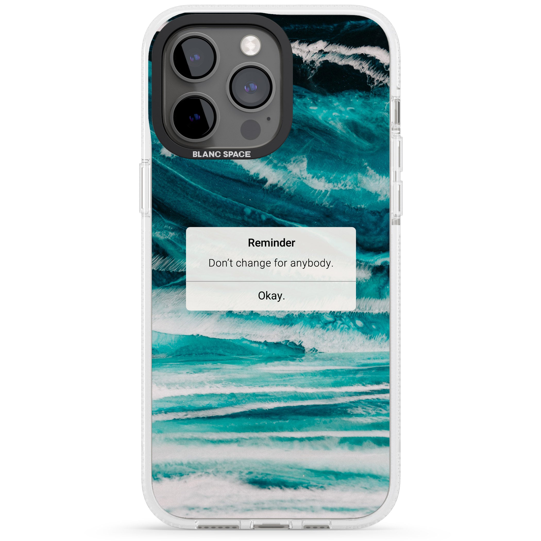 "Don't Change" iPhone Reminder iPhone 15 Pro Max / 15 Pro / 14 Pro Max / 14 Pro / 13 Pro Clear Case Impact Air - Blanc Space