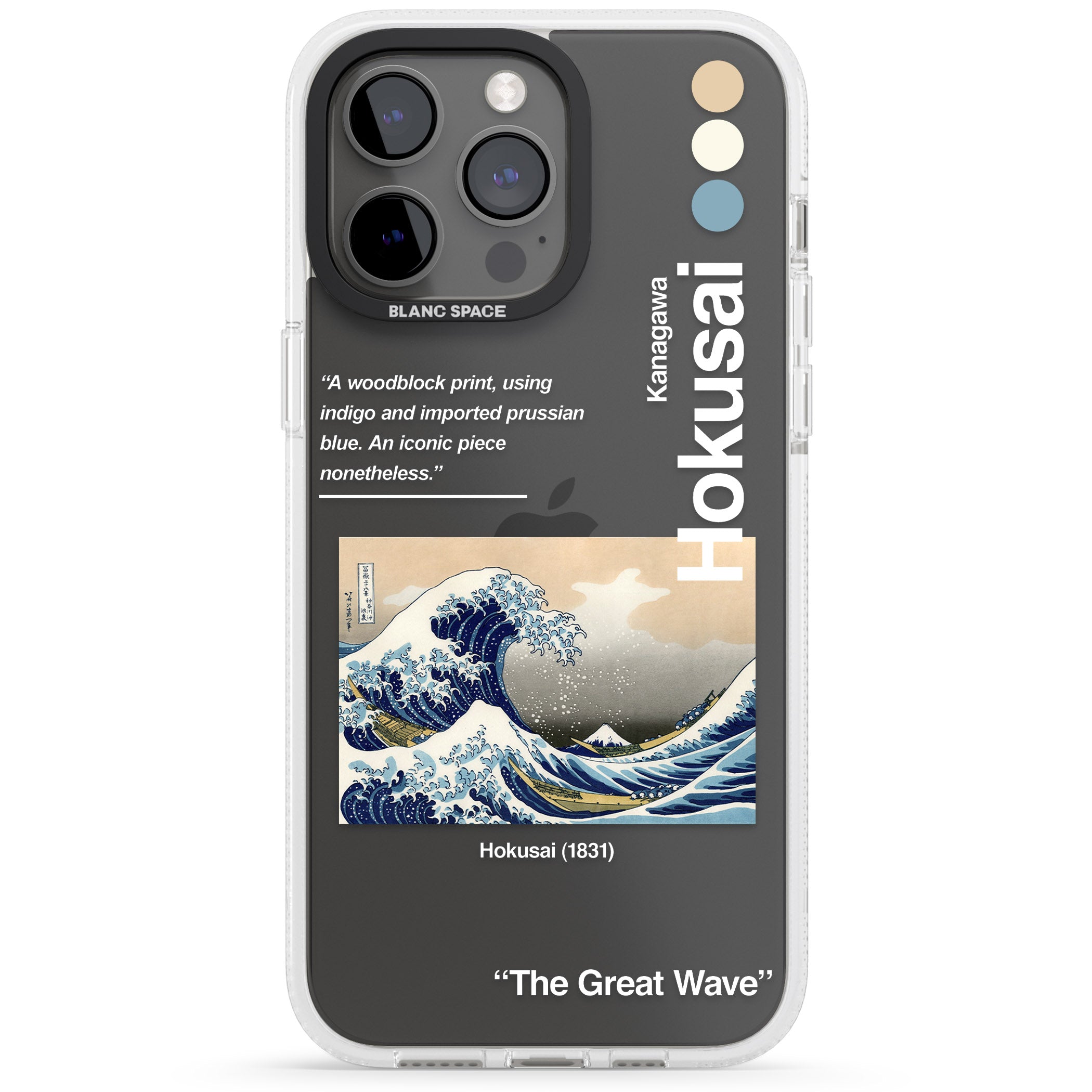 The Great Wave iPhone 15 Pro Max / 15 Pro / 14 Pro Max / 14 Pro / 13 Pro Clear Case Impact Air - Blanc Space