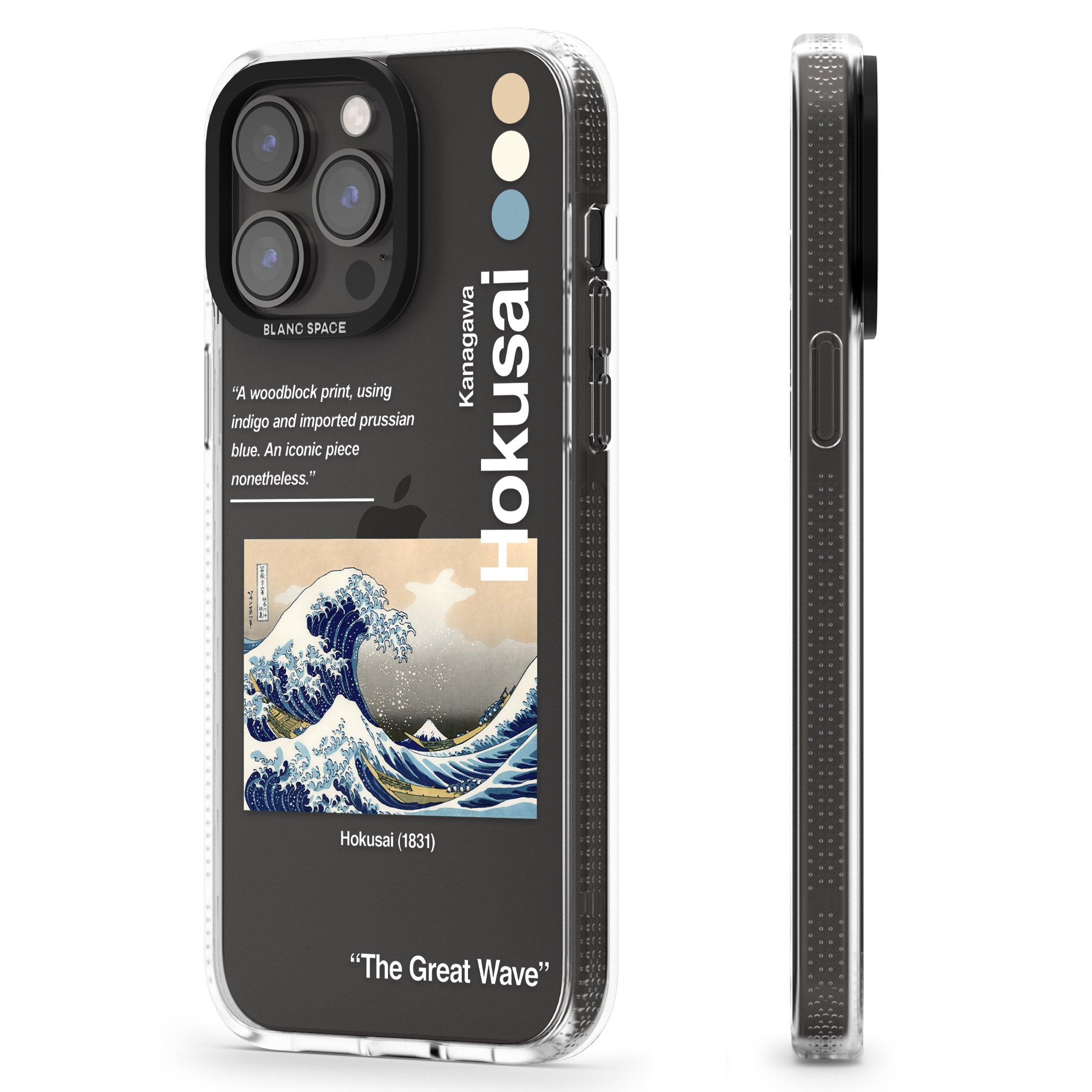 The Great Wave iPhone 15 Pro Max / 15 Pro / 14 Pro Max / 14 Pro / 13 Pro Clear Case Impact Air - Blanc Space