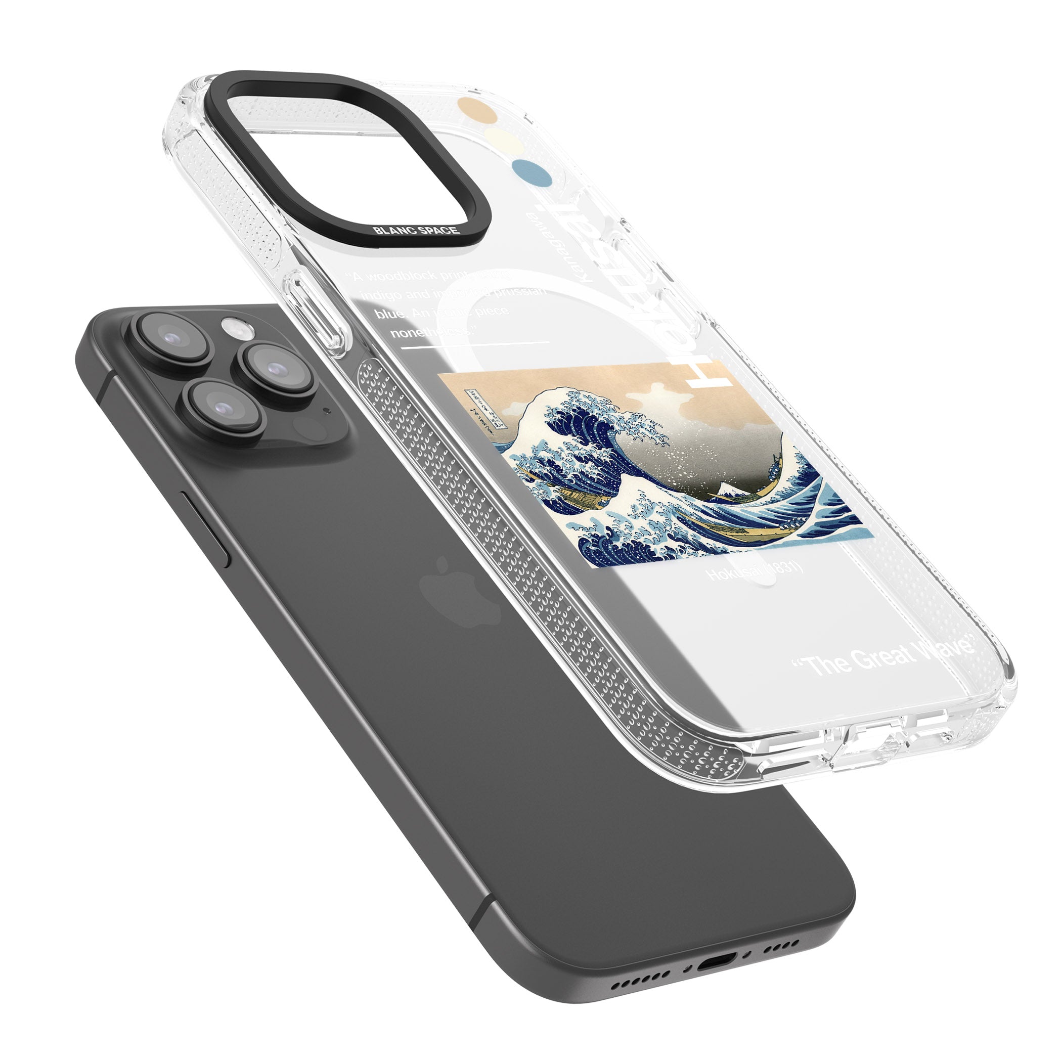 The Great Wave iPhone 15 Pro Max / 15 Pro / 14 Pro Max / 14 Pro / 13 Pro Clear Case Impact Air - Blanc Space
